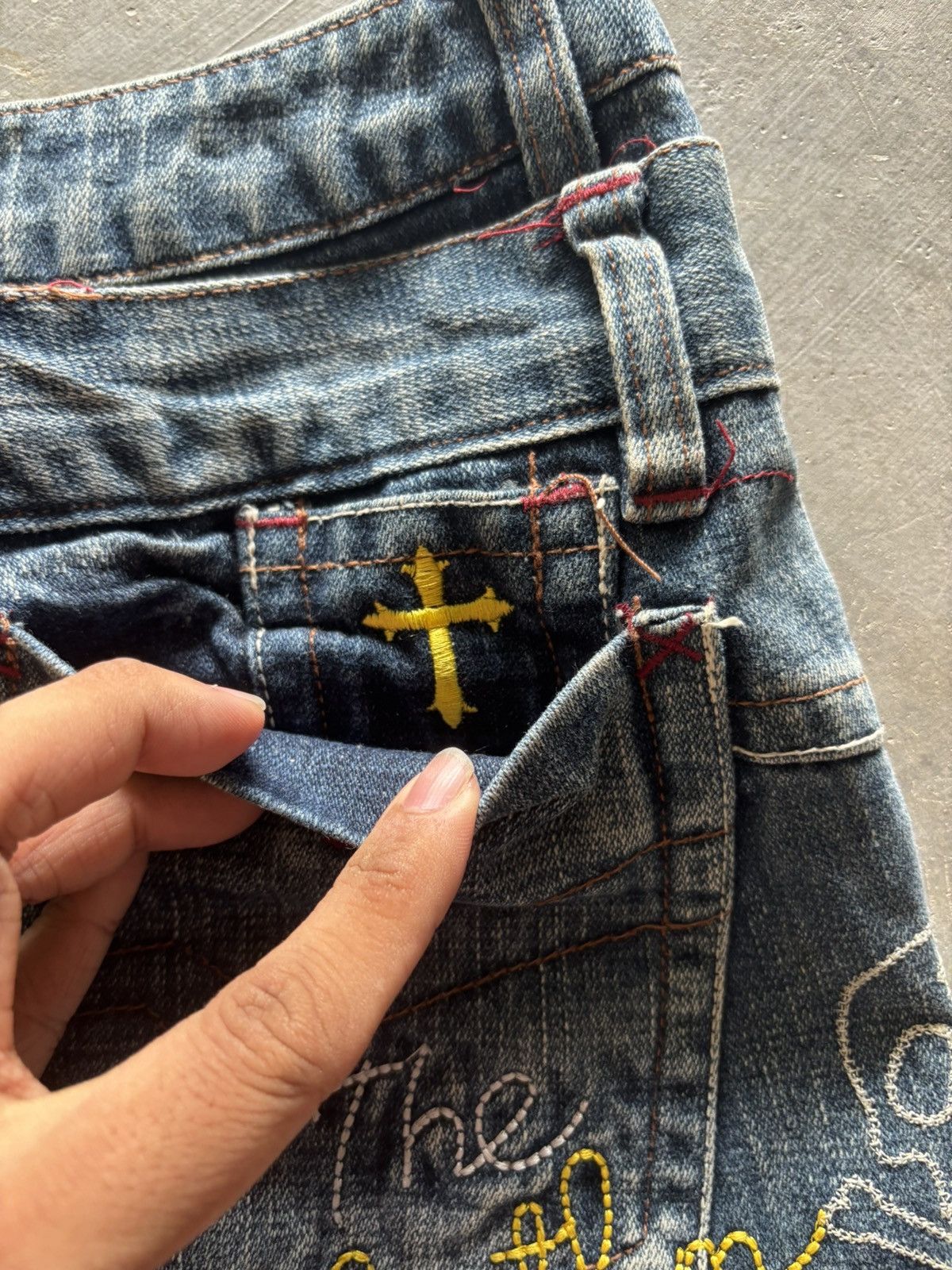 If Six Was Nine CRAZY DOUBLE WAIST JAPANESE DENIM WITH SIDE SKULL EMBROIDERY Size US 32 / EU 48 - 16 Thumbnail