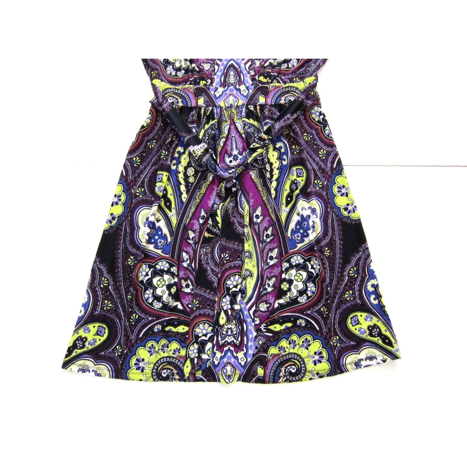 Vintage Ice Green Purple Floral Cap Sleeve V-Neck Empire Dress Woman 6 Size M / US 6-8 / IT 42-44 - 6 Thumbnail