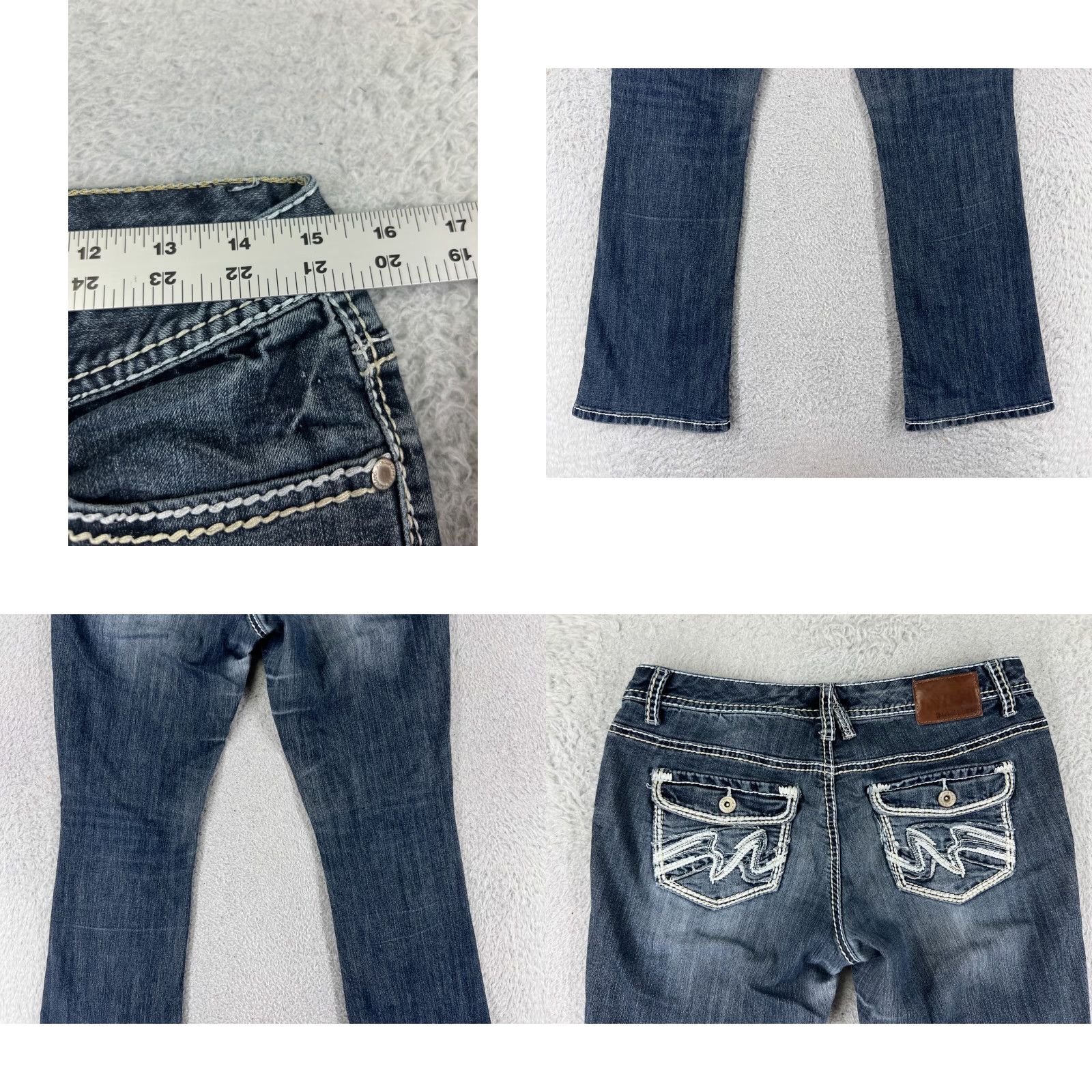 Vintage Maurices Jeans Women's 7 Blue Denim Low Rise Bootcut Distressed Cotton Western 5-Pocket Mens Womens? Size 28" / US 6 / IT 42 - 9 Thumbnail