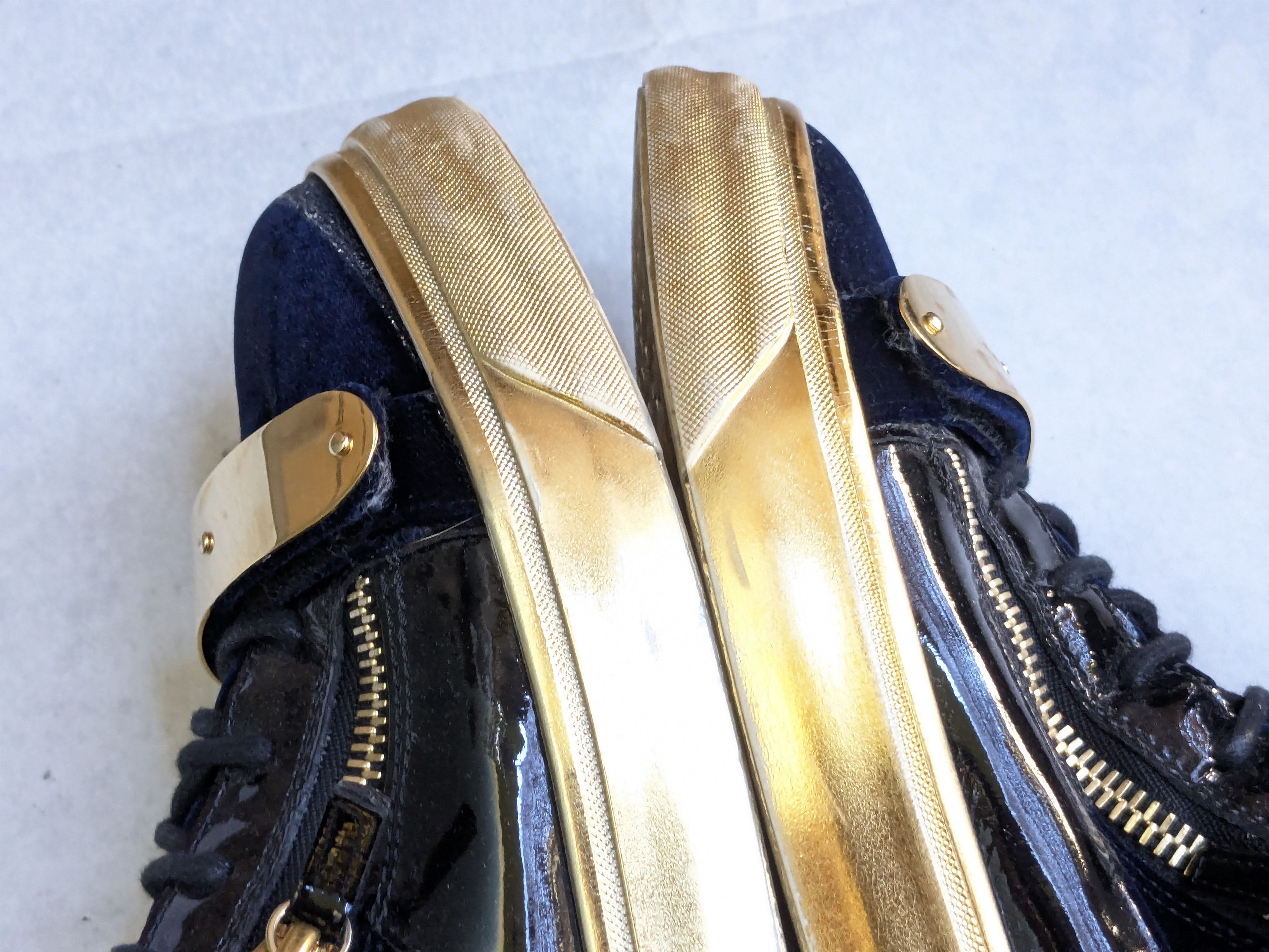 Giuseppe Zanotti Giuseppe Zanotti High Tops Navy Blue Velvet Gold 11 44 Size US 11 / EU 44 - 8 Thumbnail