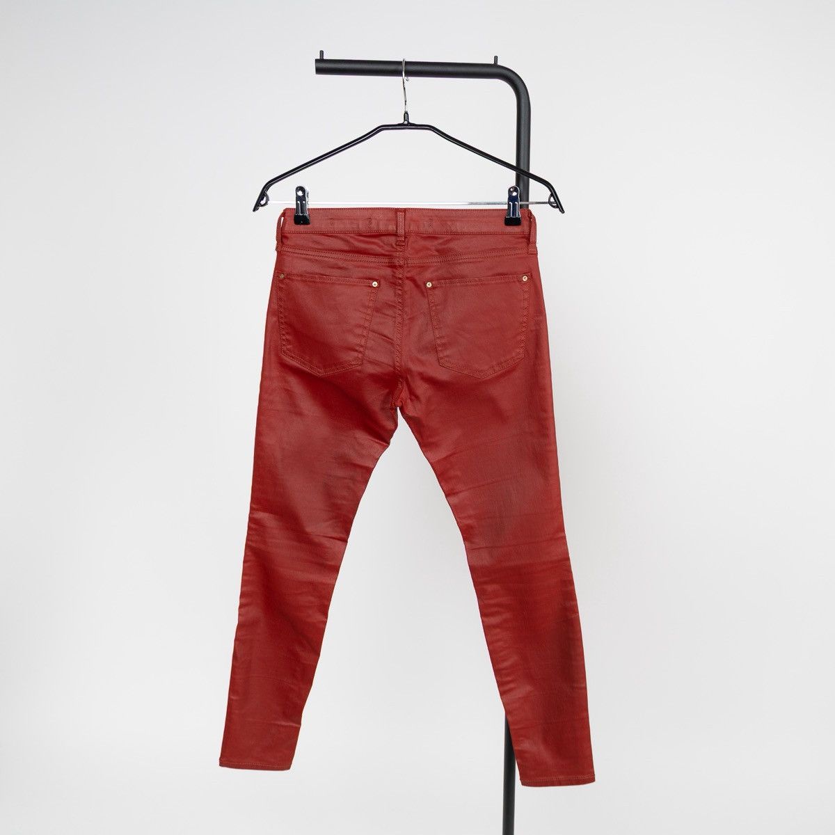 Zara Zara Red Coated Slim Fit Pants Faux Leather Skinny Trousers Size 27" / US 4 / IT 40 - 2 Thumbnail