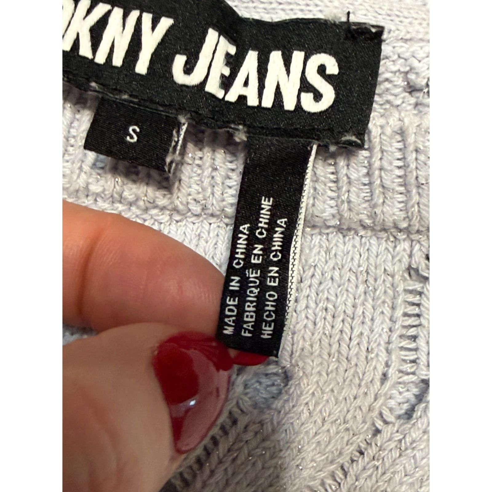 DKNY DKNY Jeans Sweater Women's Small Blue Silver Sparkle Pullover Knit Pullover Casual Fall Winter Spring Summer Regular Fit Size S / US 4 / IT 40 - 6 Thumbnail