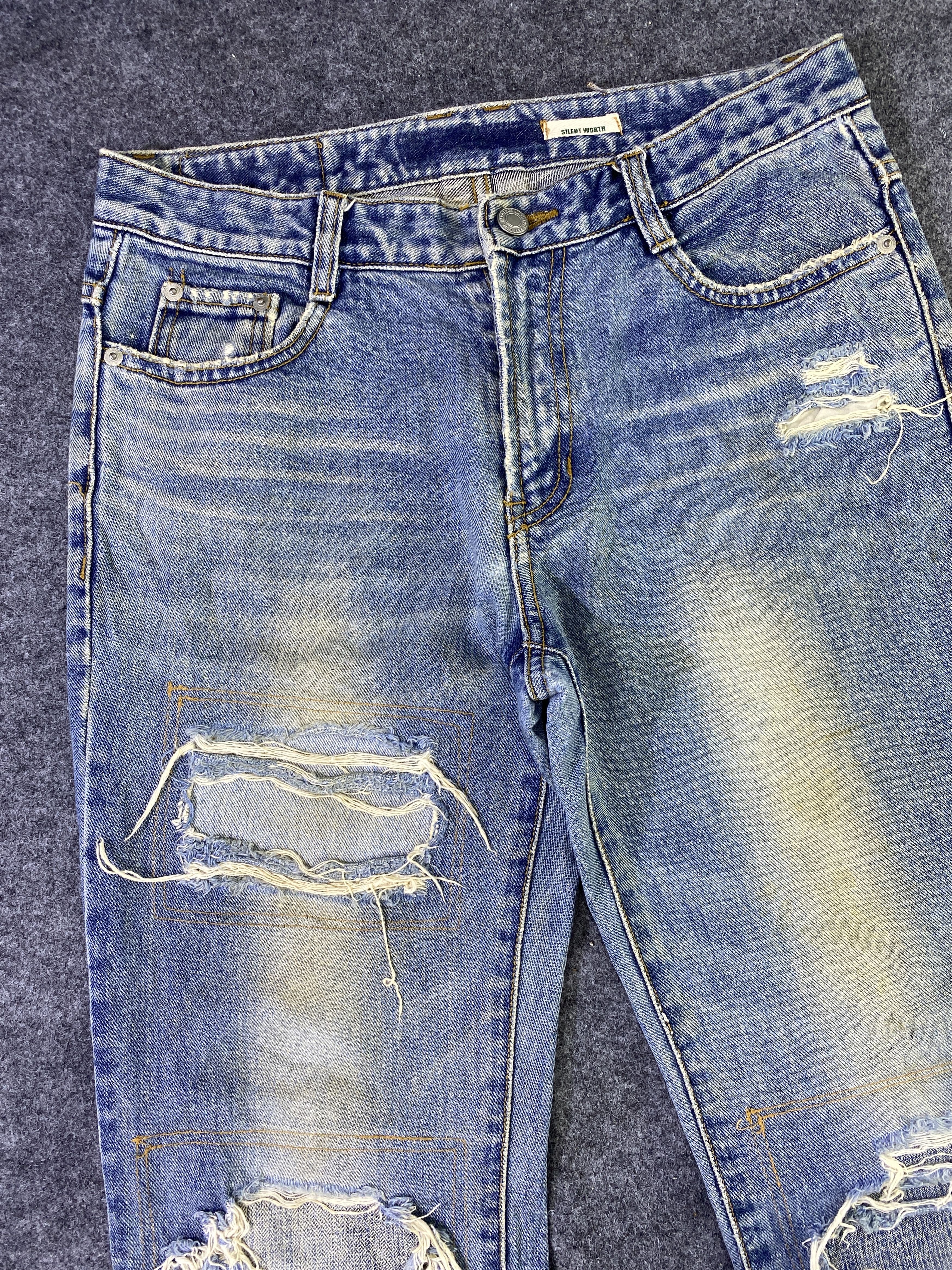 Japanese Brand Hard Edge Distressed Blue Wash Jeans - J965 Size US 30 / EU 46 - 5 Thumbnail