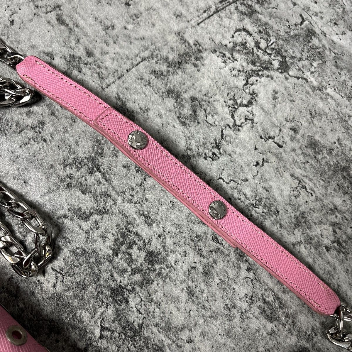 Prada Prada Pink Saffiano Rings Stud Clutch Chain Crossbody Size ONE SIZE - 24 Thumbnail