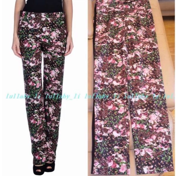 Givenchy Givenchy SizeM New rose print pants, black edges, size 36 Size US 30 / EU 46 - 1 Thumbnail