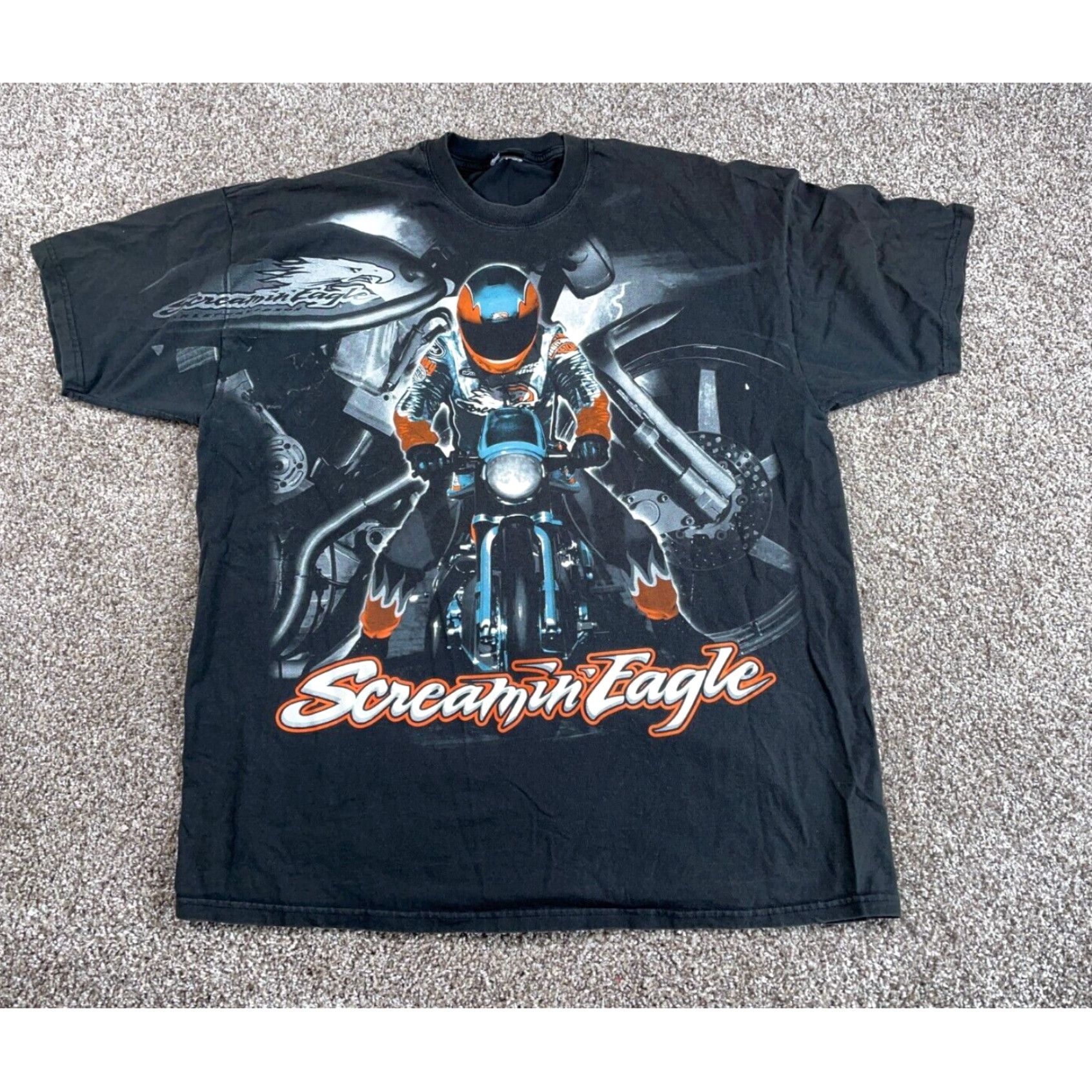 Harley Davidson Screamin Eagle T Shirt 2024 Vintage 90s Motorcycle All Over Print XL