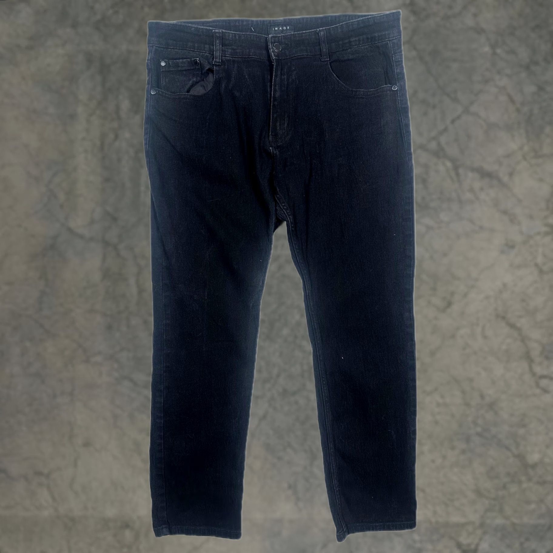 Denime IMAGE Mens Black Denim Jeans Straight Fit Size 34x30 Pants Size US 34 / EU 50 - 1 Thumbnail