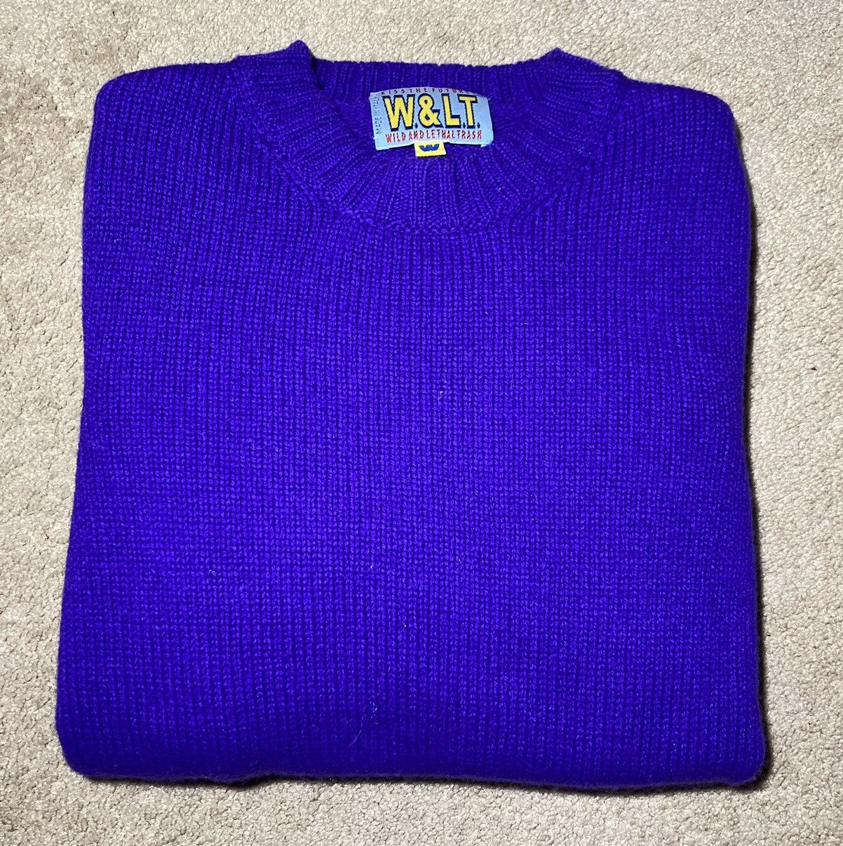 Walter Van Beirendonck AW98 W&LT Royal Purple Lambswool Knit Sweater Beirendonck 90 Size US M / EU 48-50 / 2 - 1 Thumbnail