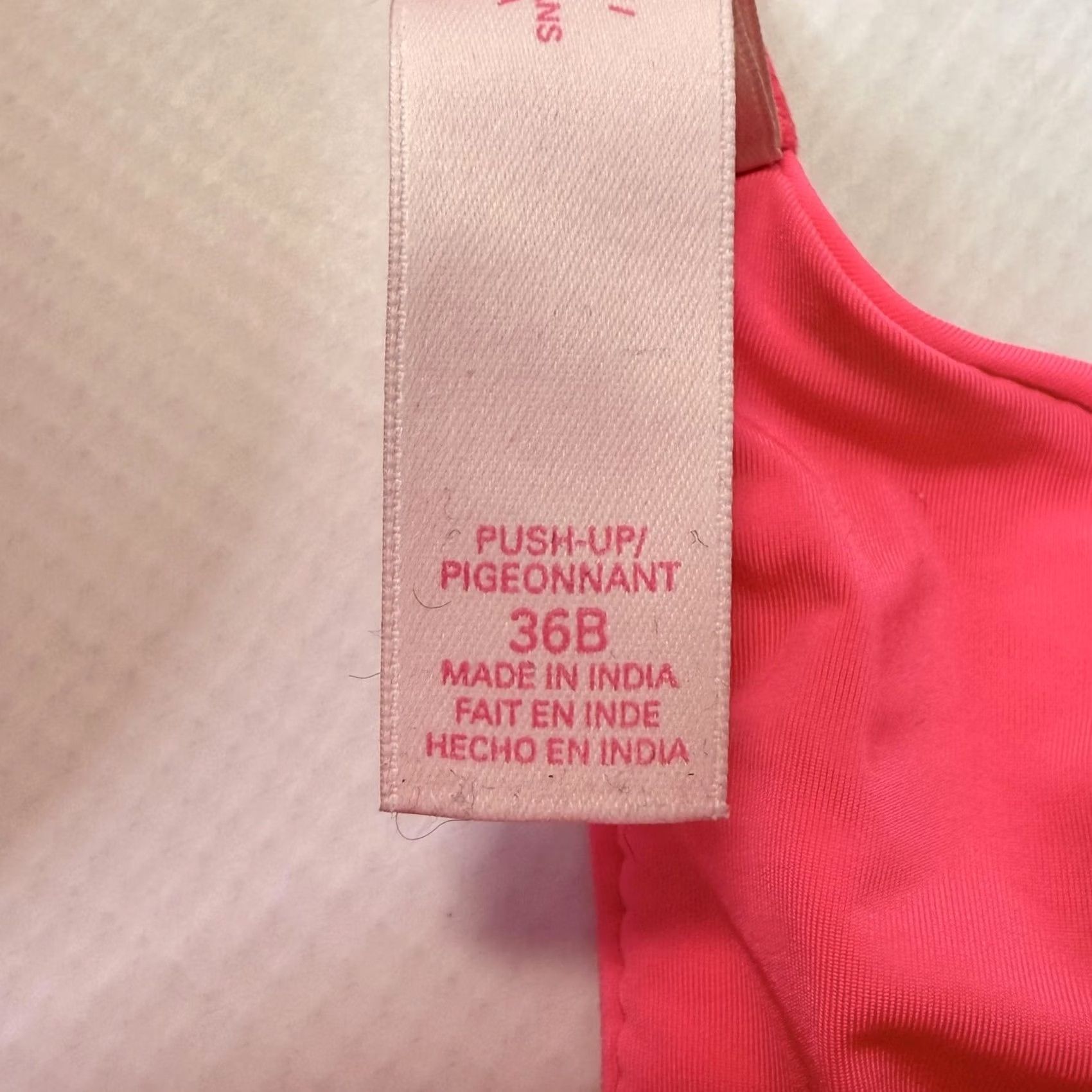 Pinko PINK Bra Set Womens 36B Neon Pink Push Up Underwire Lot Of 2 Bow Microfiber Size ONE SIZE - 2 Thumbnail