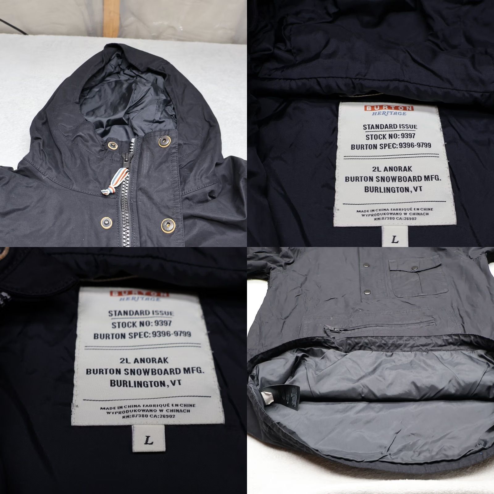 Burton VINTAGE Burton Heritage Jacket Mens Large Black Pullover Anorak Ski Snow Side Zip 2L Size US L / EU 52-54 / 3 - 8 Thumbnail
