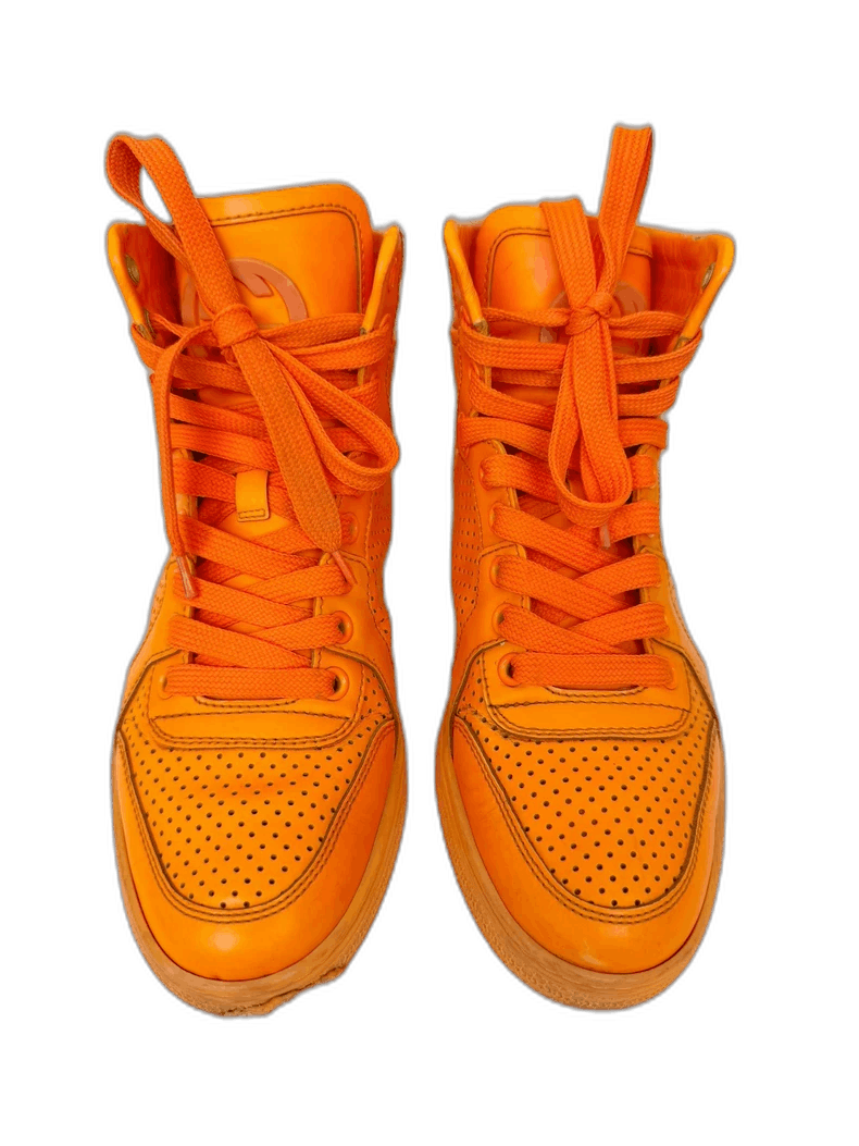 Gucci High-Top Sneakers in Orange Color