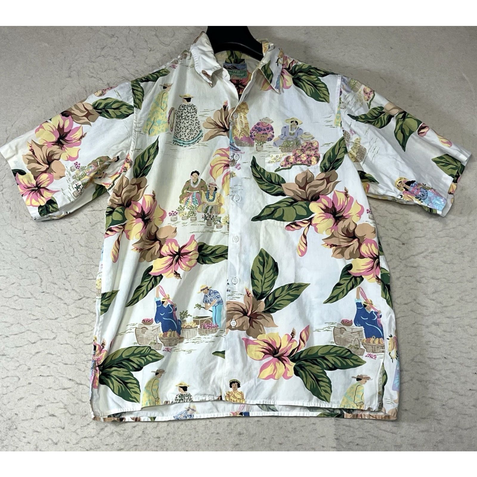 Reyn Spooner Reyn Spooner Hawaiian Shirt Mens Button-Up Short Sleeve Floral Multicolor Cotton White Green Size M Size US M / EU 48-50 / 2 - 2 Thumbnail