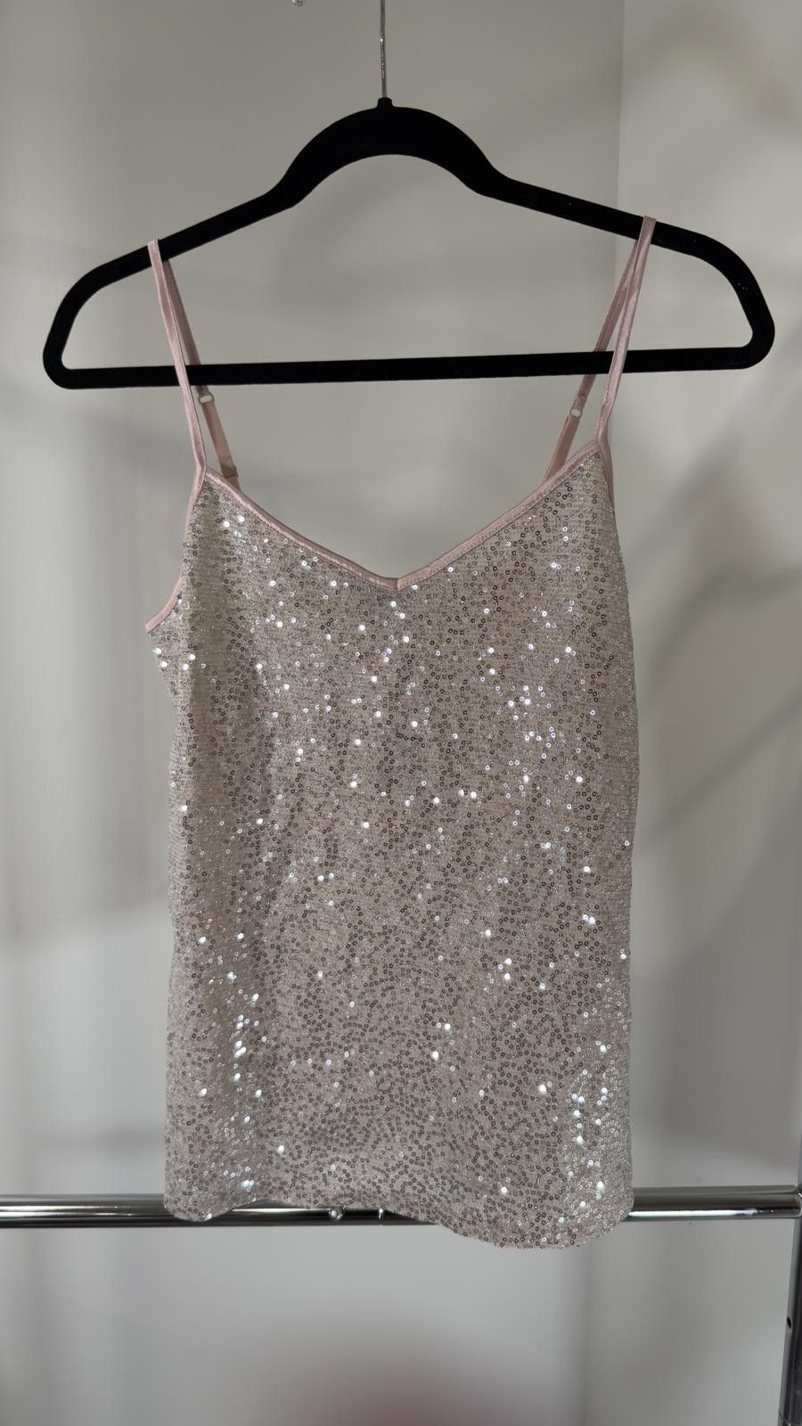 Express Express Pink Sequined Camisole Top Size L / US 10 / IT 46 - 1 Thumbnail