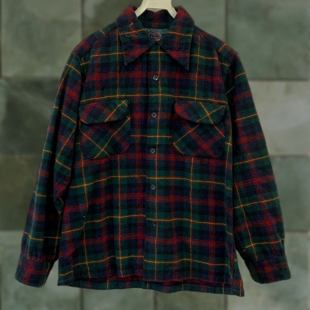 Pendleton VINTAGE Pendleton Wool Plaid Shirt Jacket USA Made Green Red Flannel M Mens XS? Size US M / EU 48-50 / 2 - 1 Thumbnail