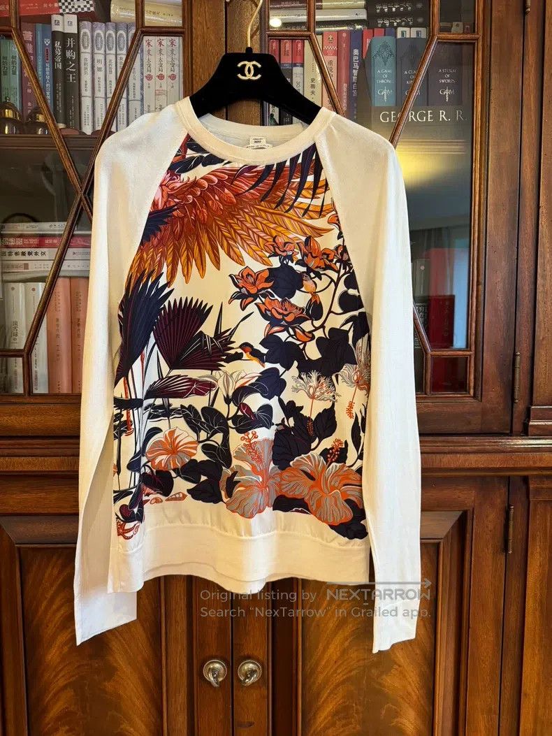 Hermes Hermes Printed Silk and Cotton Knit Top Size XXS / US 00 / IT 34 - 1 Thumbnail