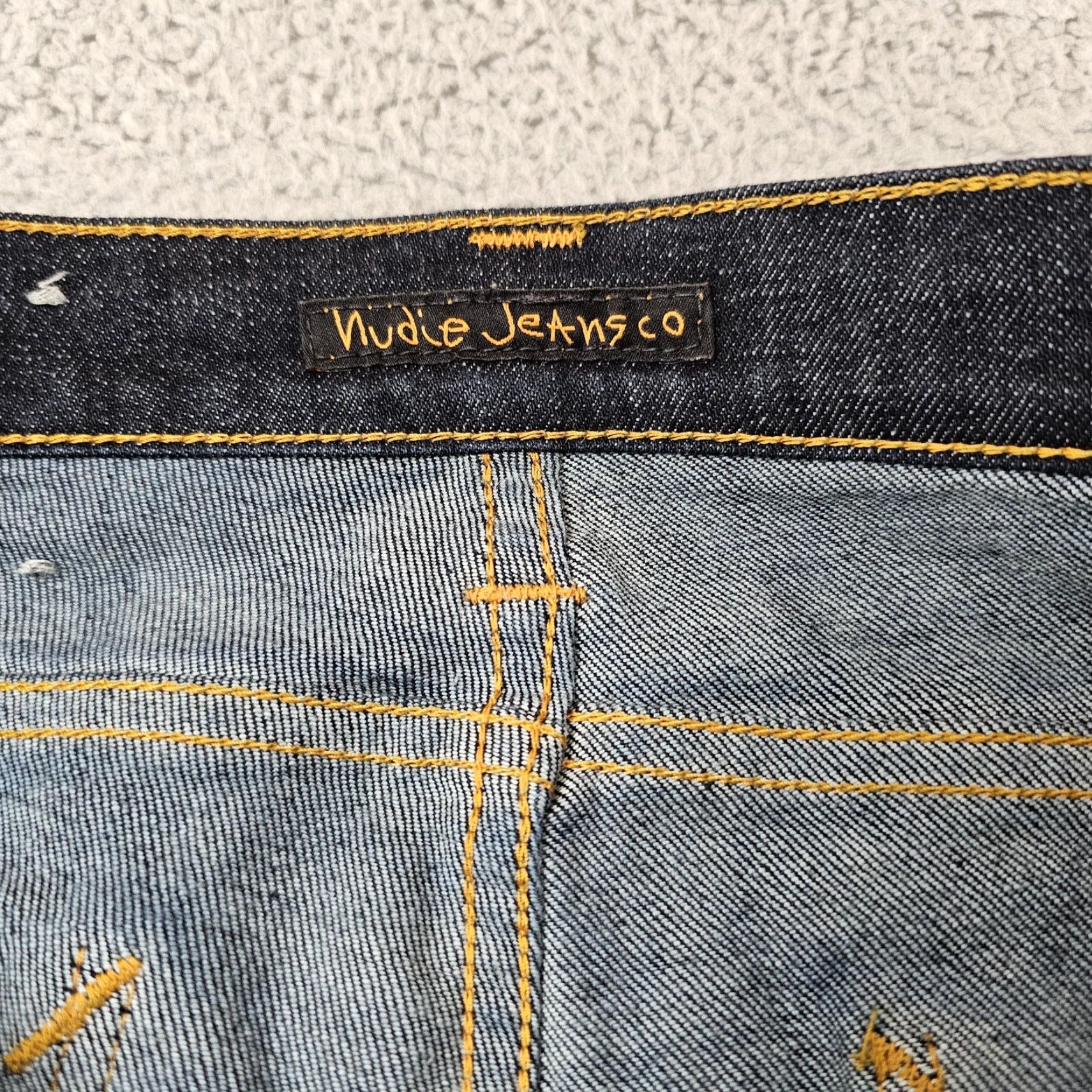 Nudie Jeans Nudie Jeans Mens Jeans 32x34 Dark Indigo Skinny Organic Cotton Twill Rinse Slim Jeans with Pockets Logo Patch Size US 32 / EU 48 - 3 Thumbnail