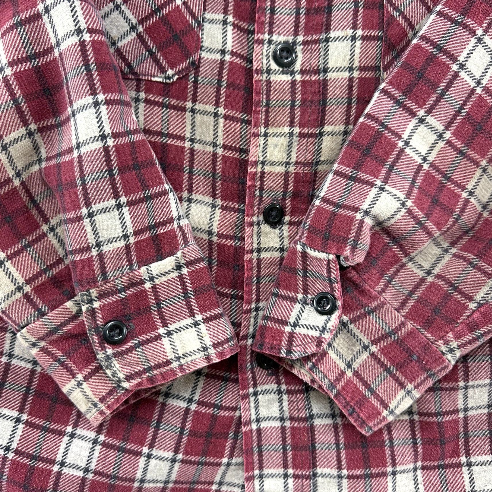 Sears VINTAGE Sears Shirt Mens L Red Flannel Plaid Long Sleeve Button Up Quilted Lined Size US L / EU 52-54 / 3 - 2 Thumbnail