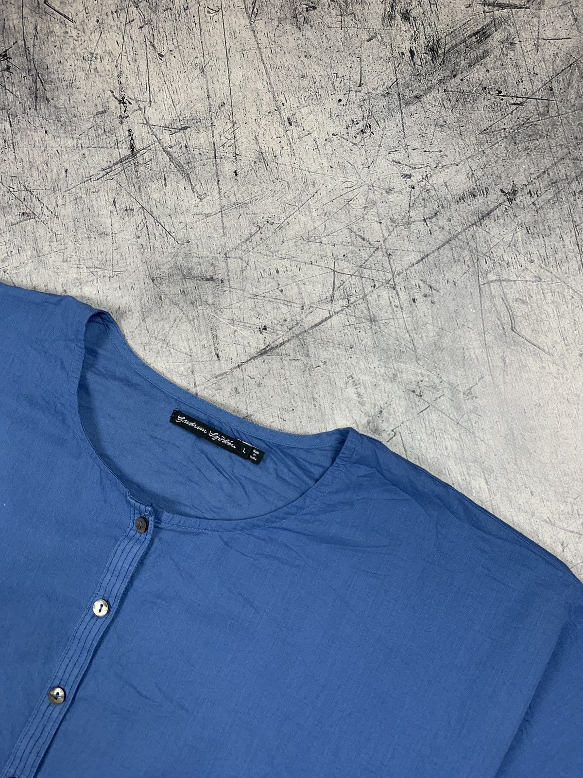 Gudrun Sjoden Gudrun Sjoden Blouse Shirt Short Sleeve Size L Blue Y2K Top Size L / US 10 / IT 46 - 2 Thumbnail