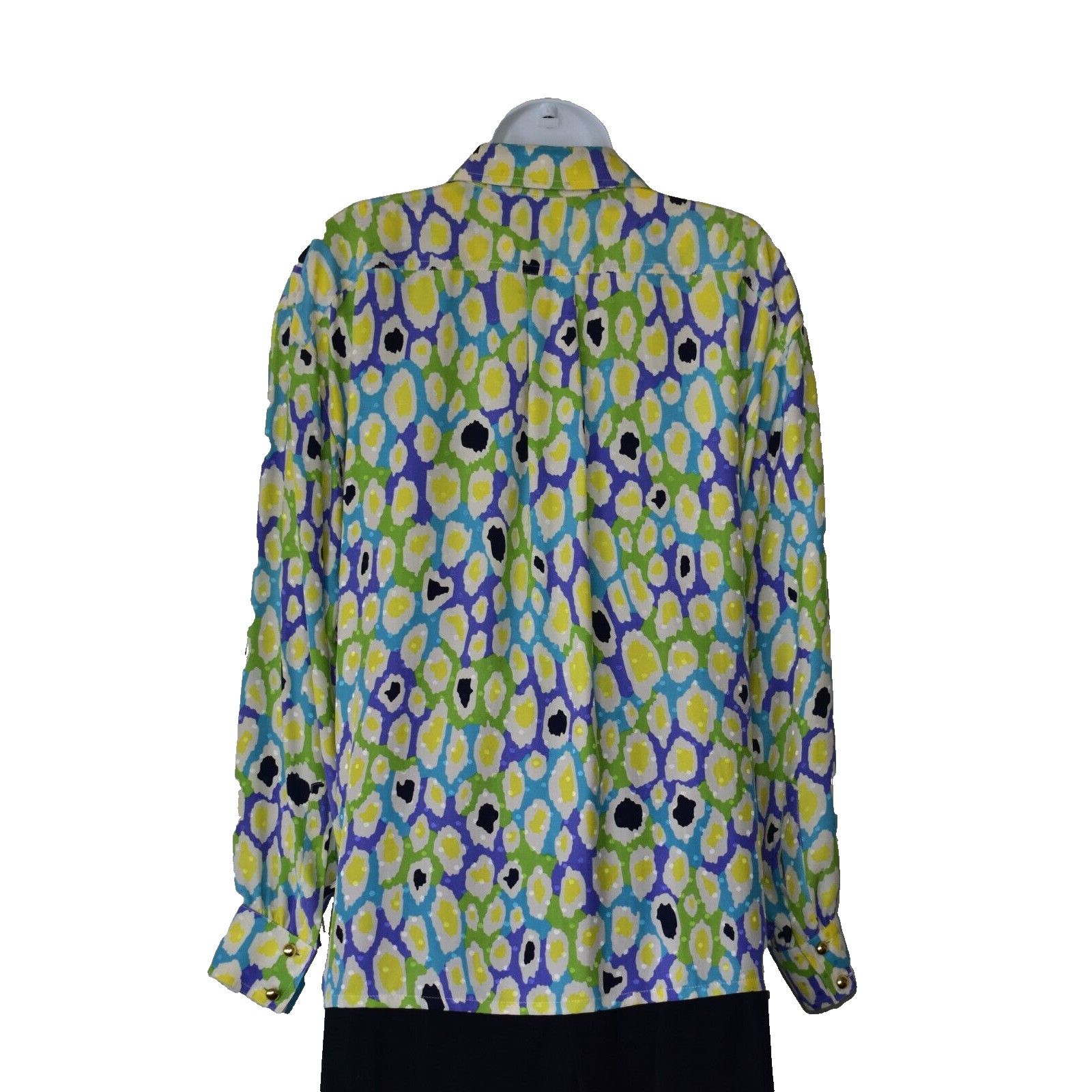 Escada ESCADA BY MARGARETHA LEY Turquoise Lime Silk Shirt Blouse 38 Size XS / US 0-2 / IT 36-38 - 2 Thumbnail