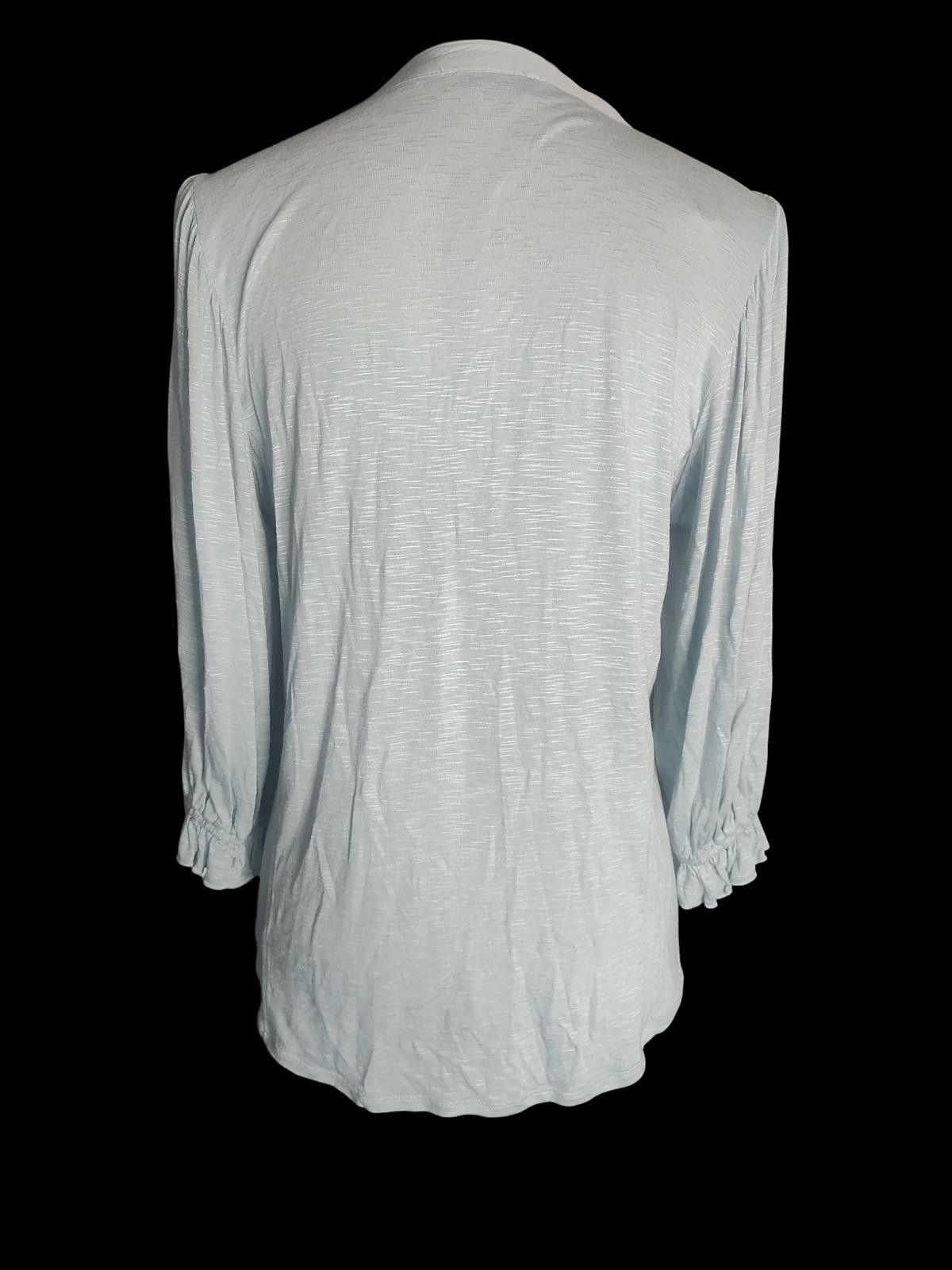 Designer Light Blue Embroidered Button-Up Women's Blouse by Democracy Size S / US 4 / IT 40 - 5 Thumbnail