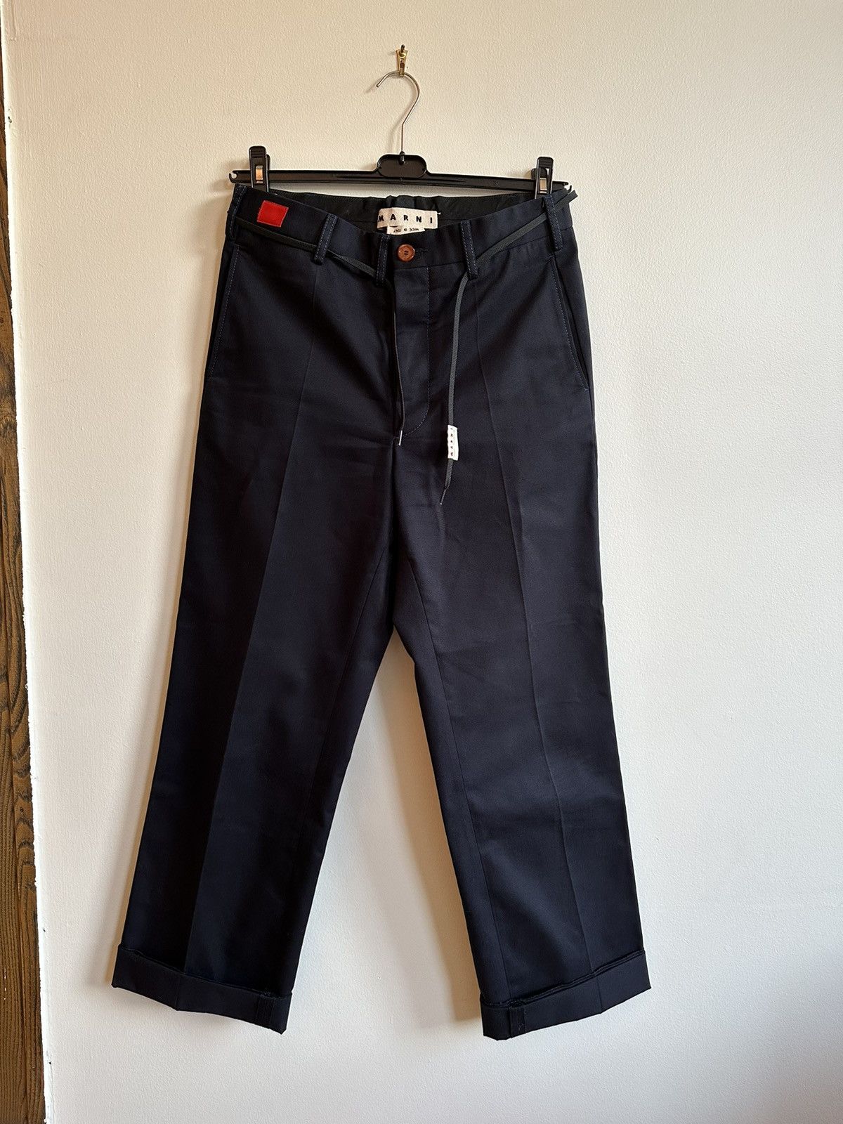 image of Marni Tailored Trousers In Navy With Drawstring in Blue, Men's (Size 30)