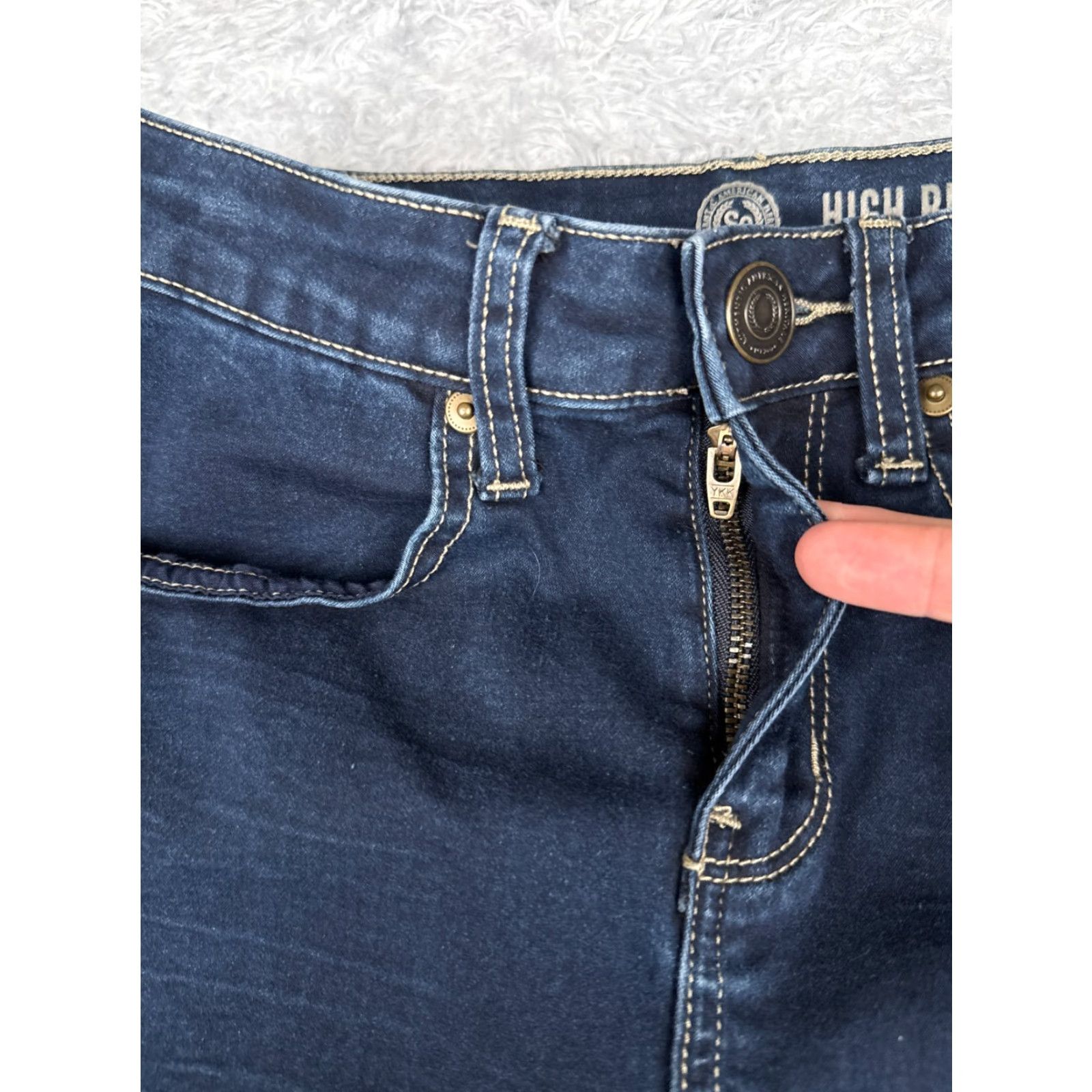 Vintage SO Jeans Juniors Jeans Blue Denim Jegging High Rise Cap Cotton Blend 23x28 Regular Size 3 Women Ladies 5-Pocket Solid Middle Wash Size 26" / US 2 / IT 38 - 5 Thumbnail