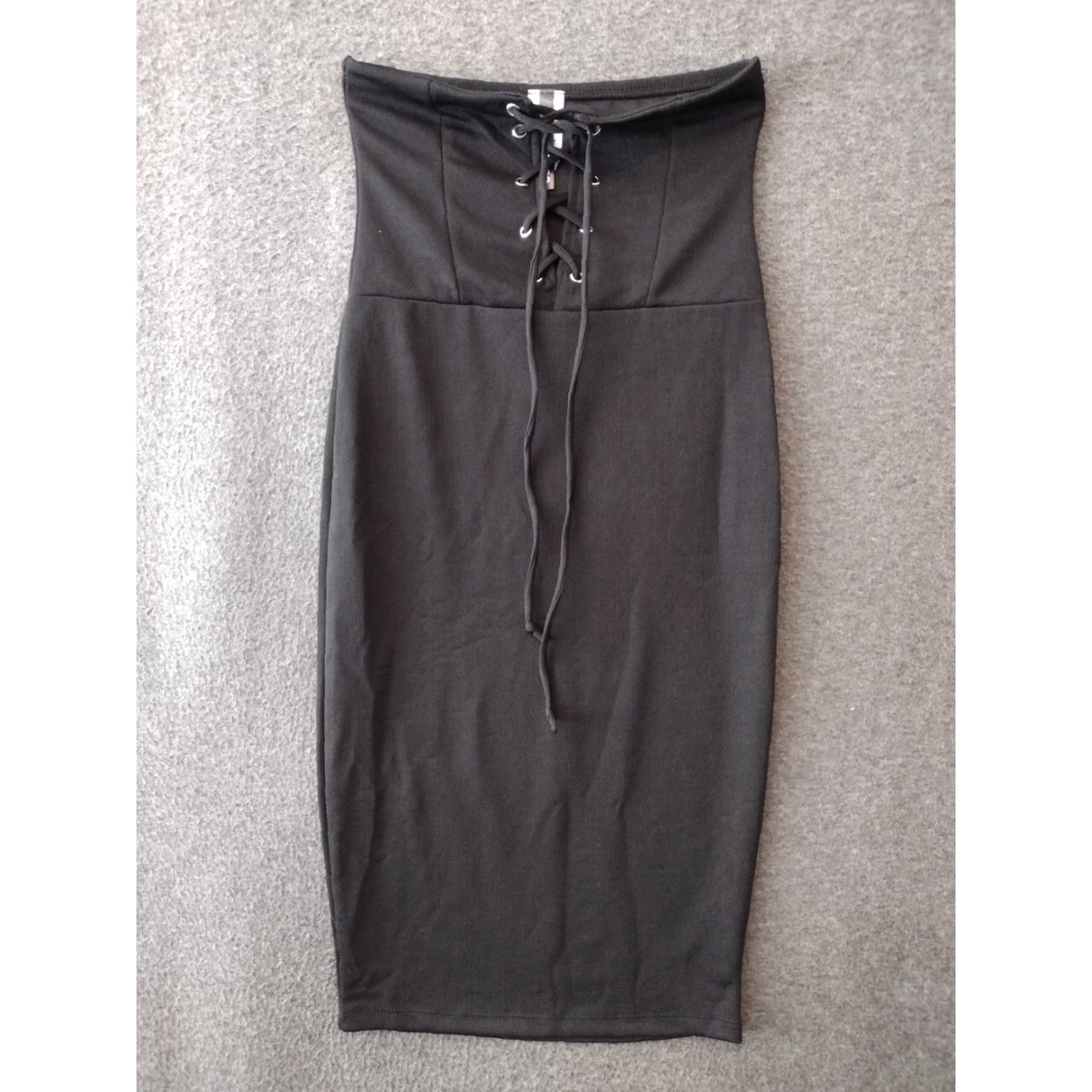 Vintage Codigo Grommet Eyelet Lace Up Tube Bodycon Dress Black Sleeveless Size S Size S / US 4 / IT 40 - 2 Thumbnail