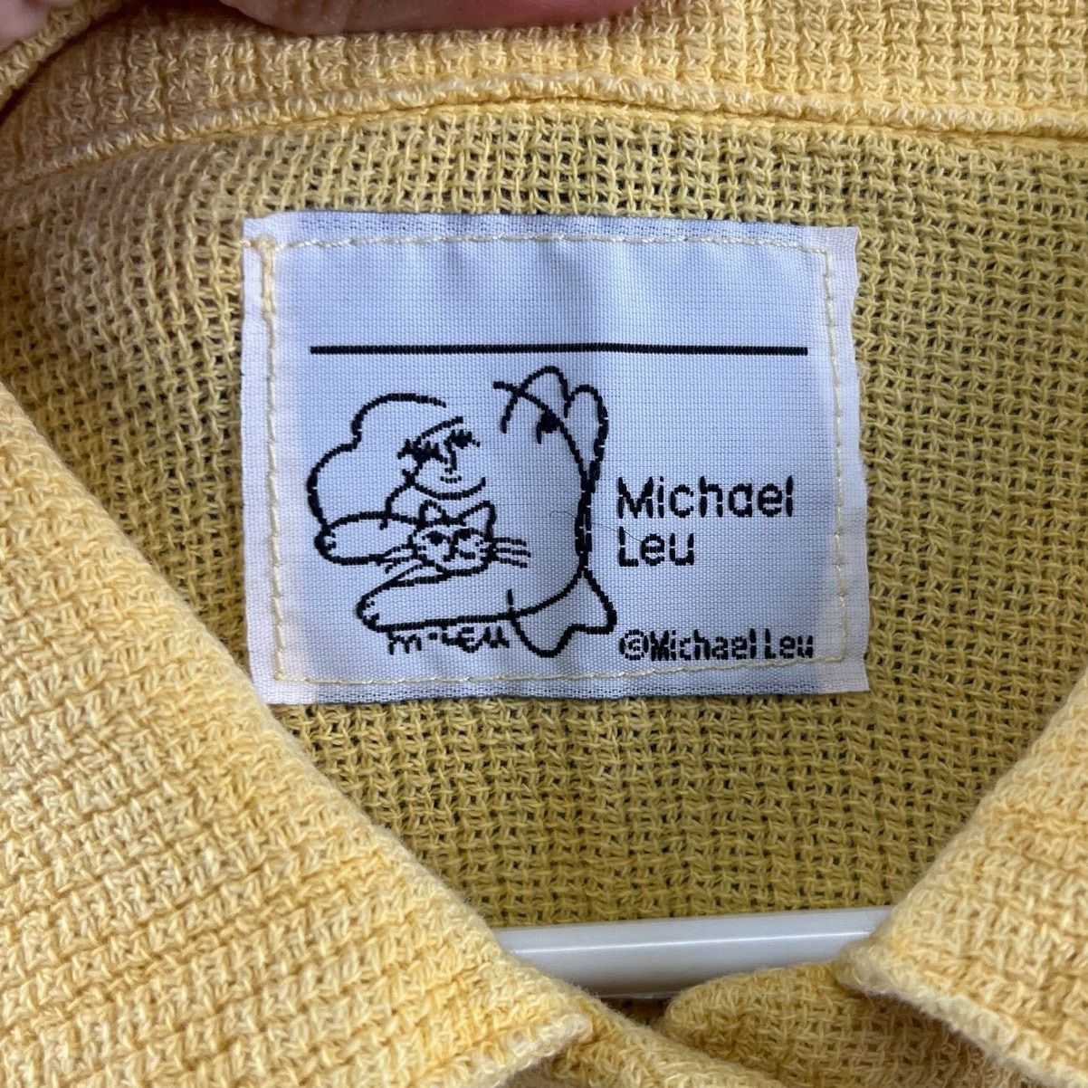 Other Vintage Michael Leu Art Knit Canvas Decorative Leaf Button Size L / US 10 / IT 46 - 3 Thumbnail