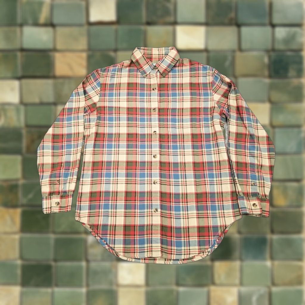 Jones New York Jones New York Top Womens Small Red Blue Plaid Cotton Long Sleeve Flannel Shirt Size XL / US 12-14 / IT 48-50 - 1 Thumbnail