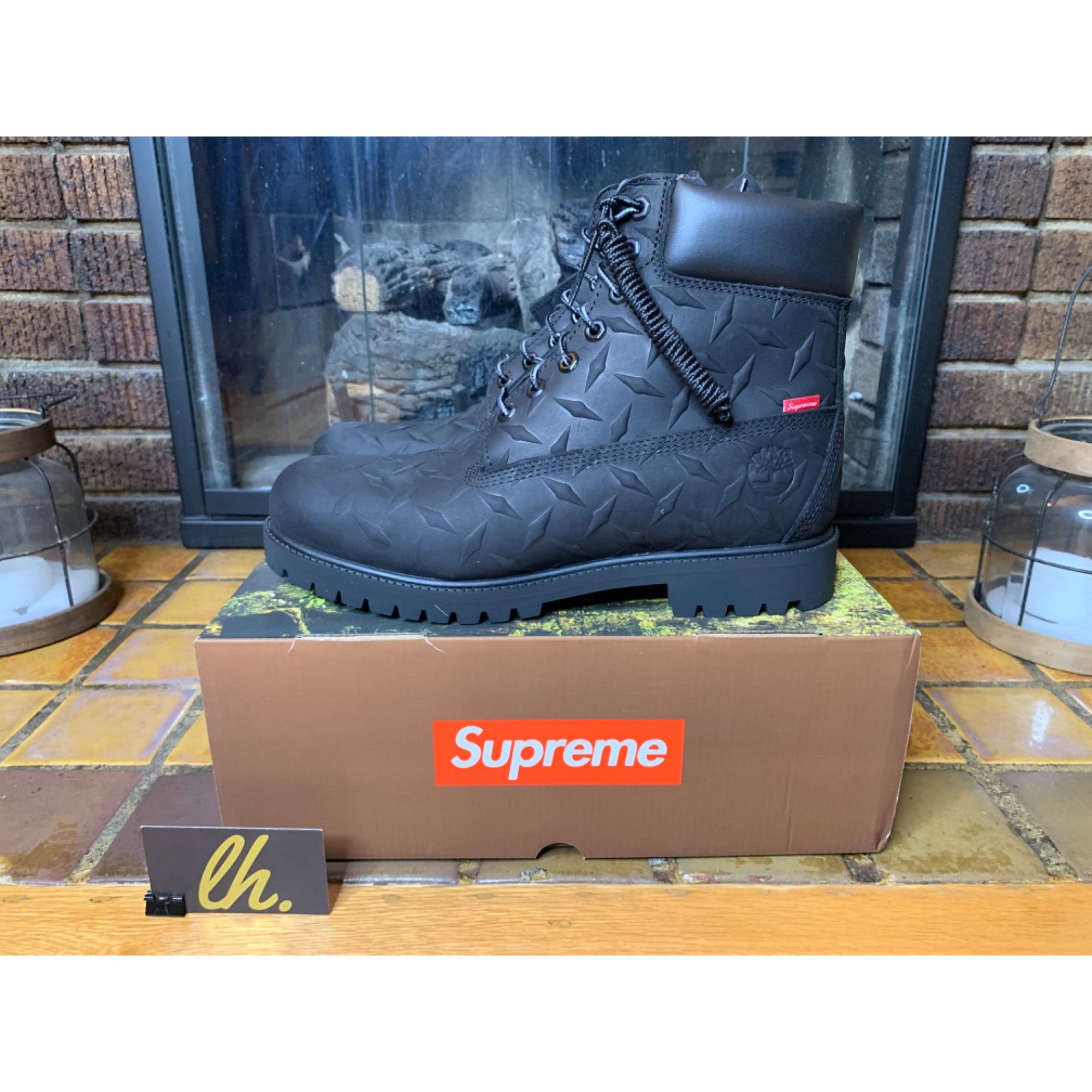 Supreme Mens 11 Timberland x Supreme 6” Black Diamond Plate Boot