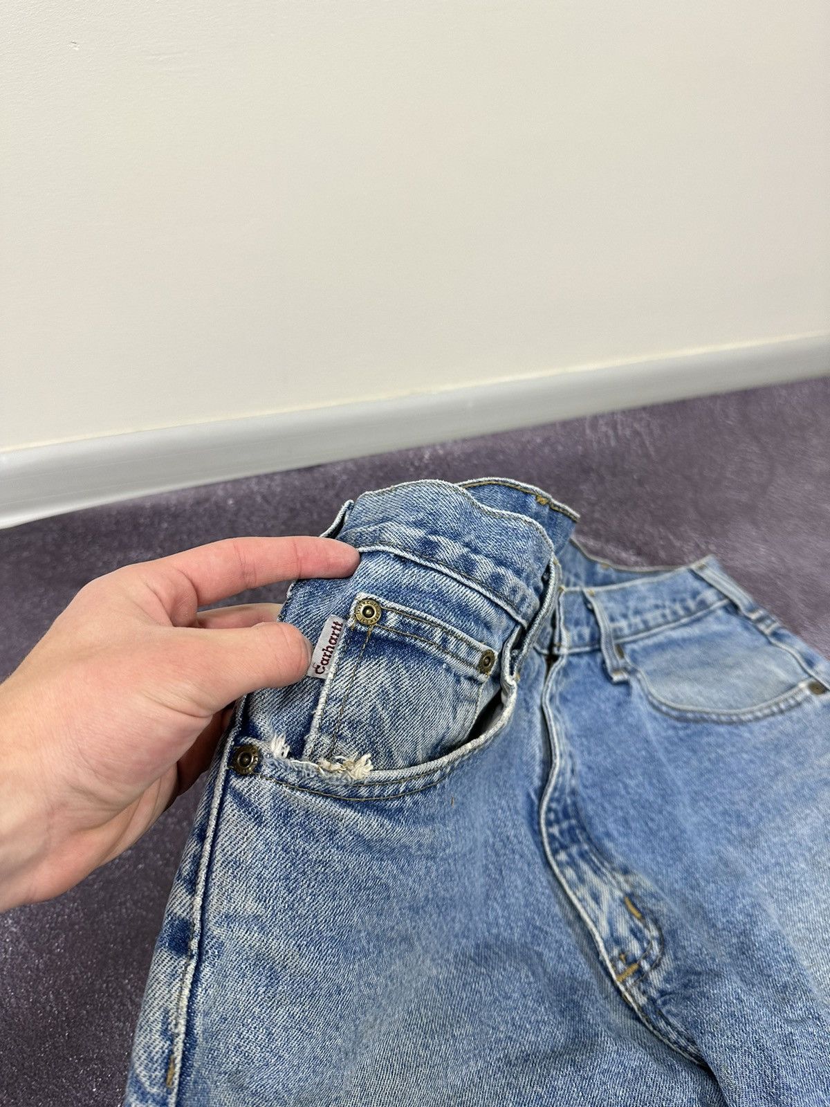 Carhartt Vintage Carhartt USA Light Blue Denim Faded Opium Work Jeans Size US 36 / EU 52 - 10 Thumbnail