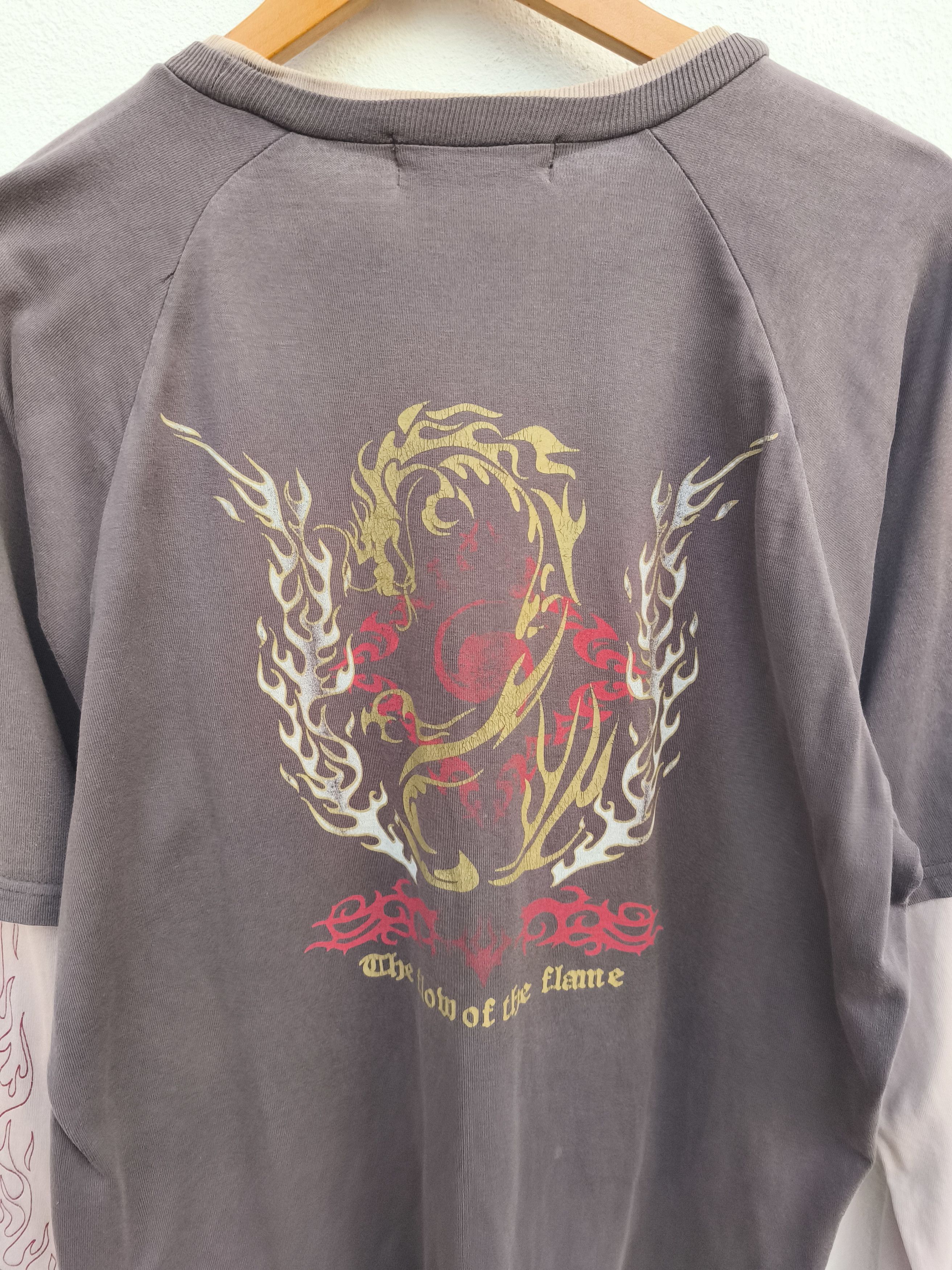 Vintage Trashed Vintage y2k Flame shirt double sleeve Size US L / EU 52-54 / 3 - 8 Thumbnail