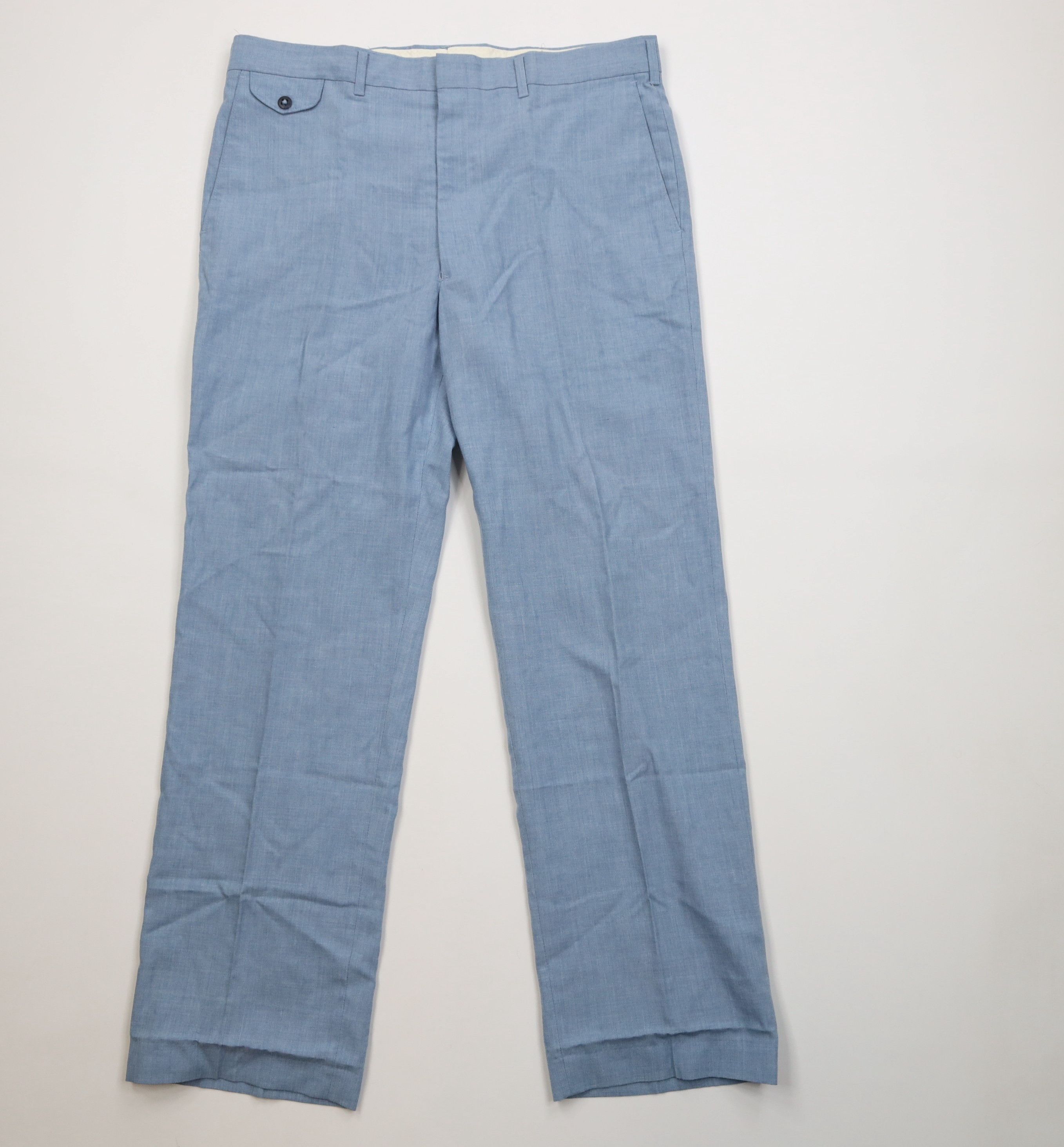 Vintage Vintage 70s Blend Chambray Wide Leg Chino Pants USA Size US 34 / EU 50 - 1 Thumbnail