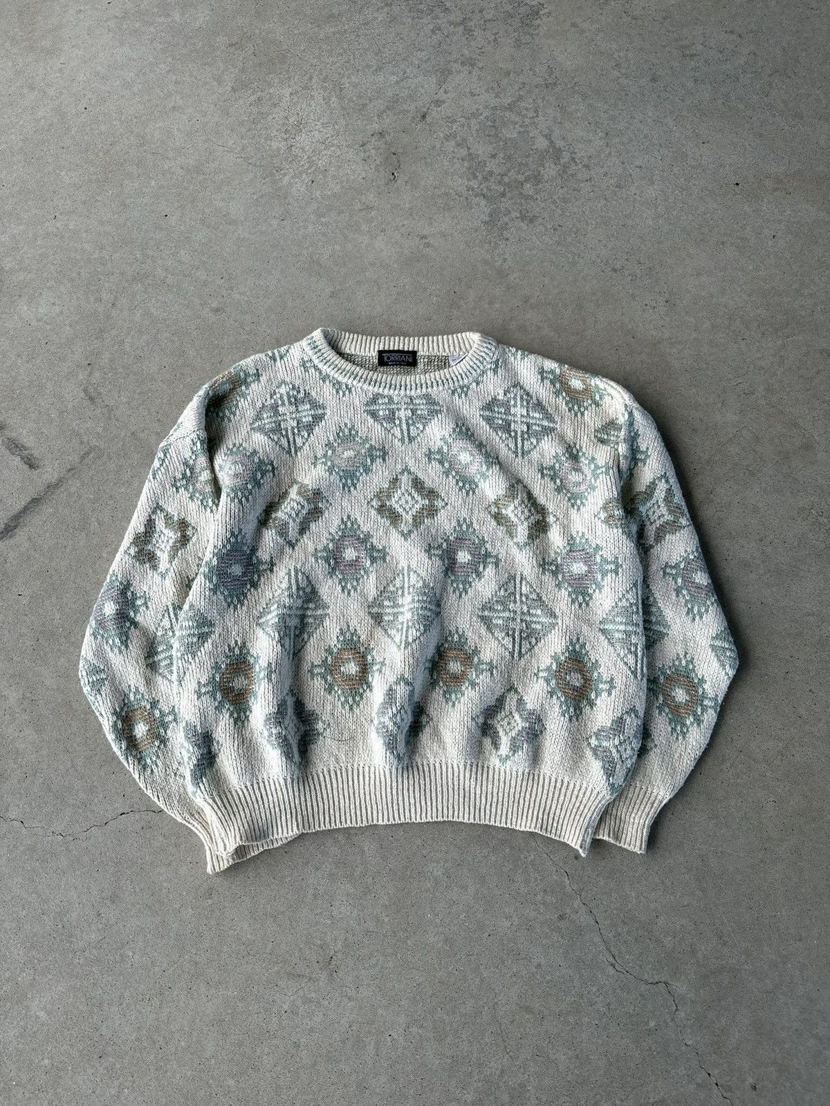 Other Vintage Italian Knit White/Green Sweater Size US L / EU 52-54 / 3 - 1 Thumbnail