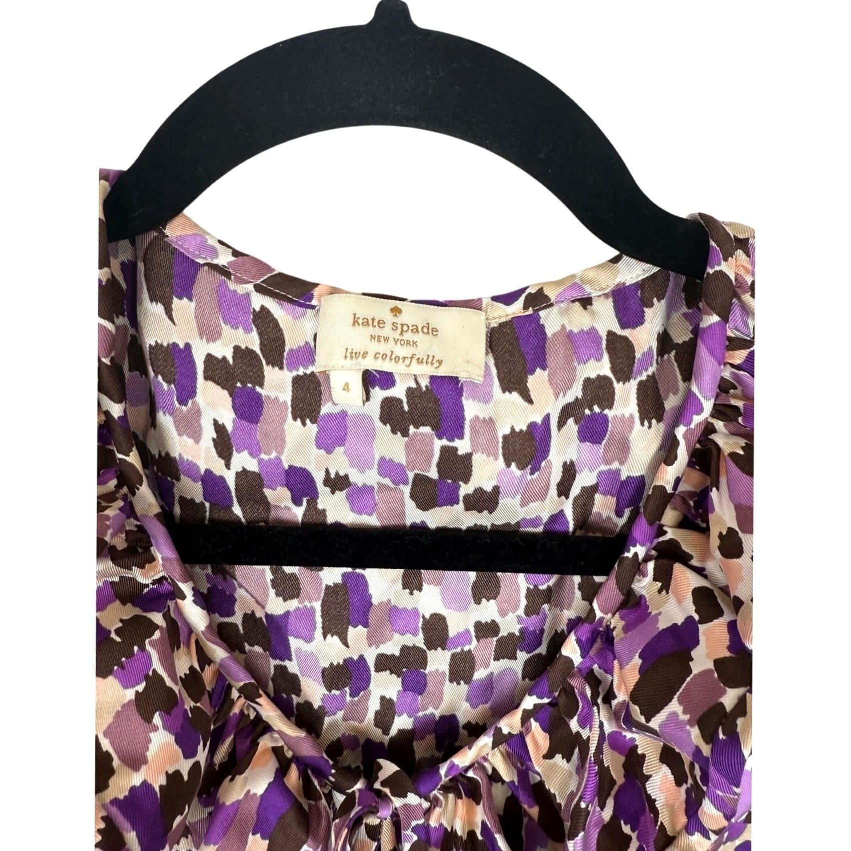 Vintage Kate Spade Purple Silk Blouse Ruffle Sleeveless Size 4 Women Office Work 25" 18" Chest Size S / US 4 / IT 40 - 4 Thumbnail