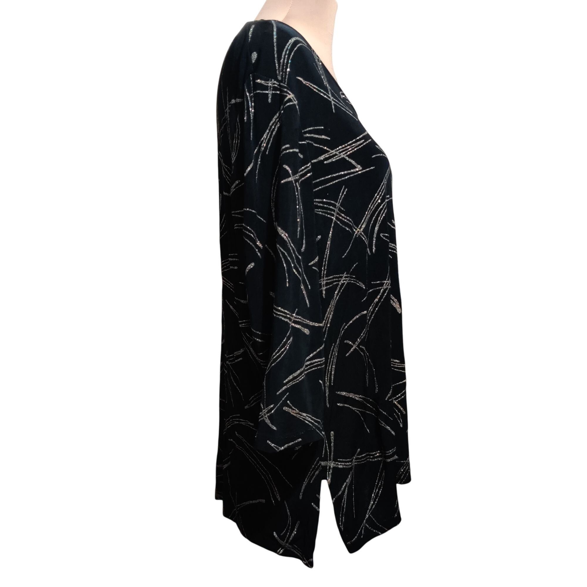 Vintage Amanda XL Vintage Black Metallic Abstract Print Tunic Blouse Size XL / US 12-14 / IT 48-50 - 3 Thumbnail