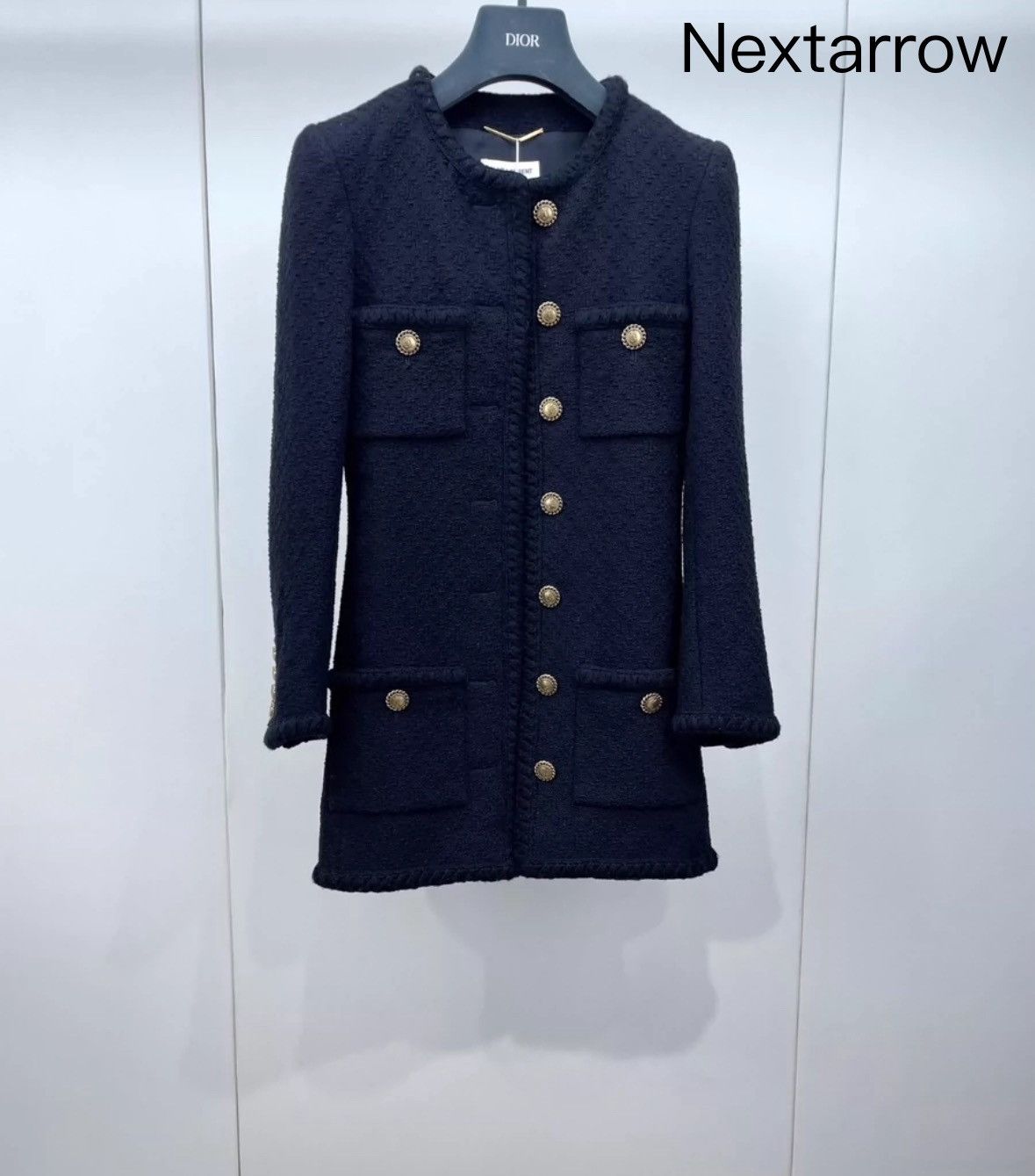 Saint Laurent Paris × Yves Saint Laurent SAINT LAURENT Show style gold buckle tweed woven jacket Size XS / US 0-2 / IT 36-38 - 1 Thumbnail