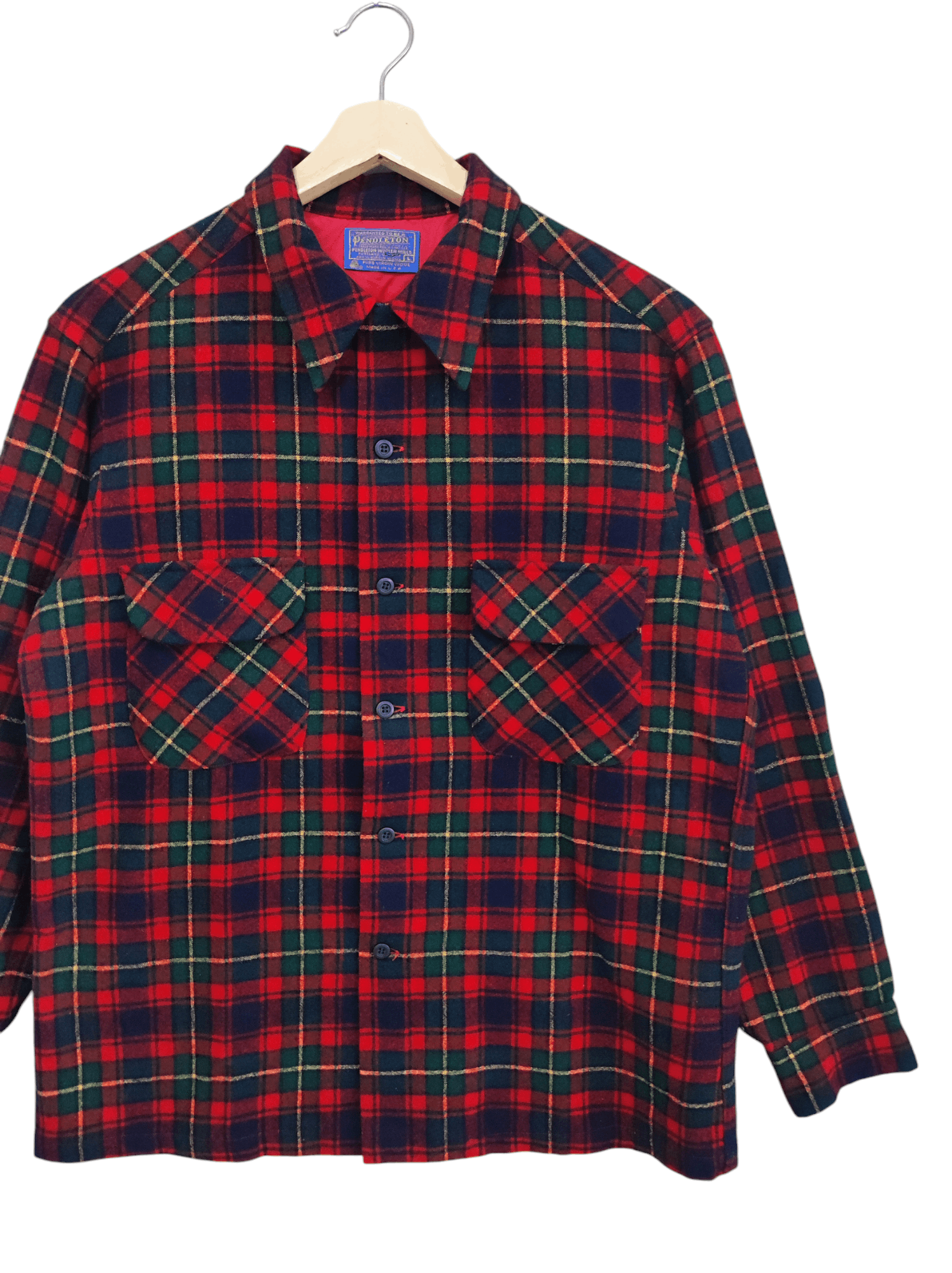 Pendleton × Vintage Vintage 80 Pendleton Virgin Wool Flannel Red Plaid Large USA Size US L / EU 52-54 / 3 - 3 Thumbnail
