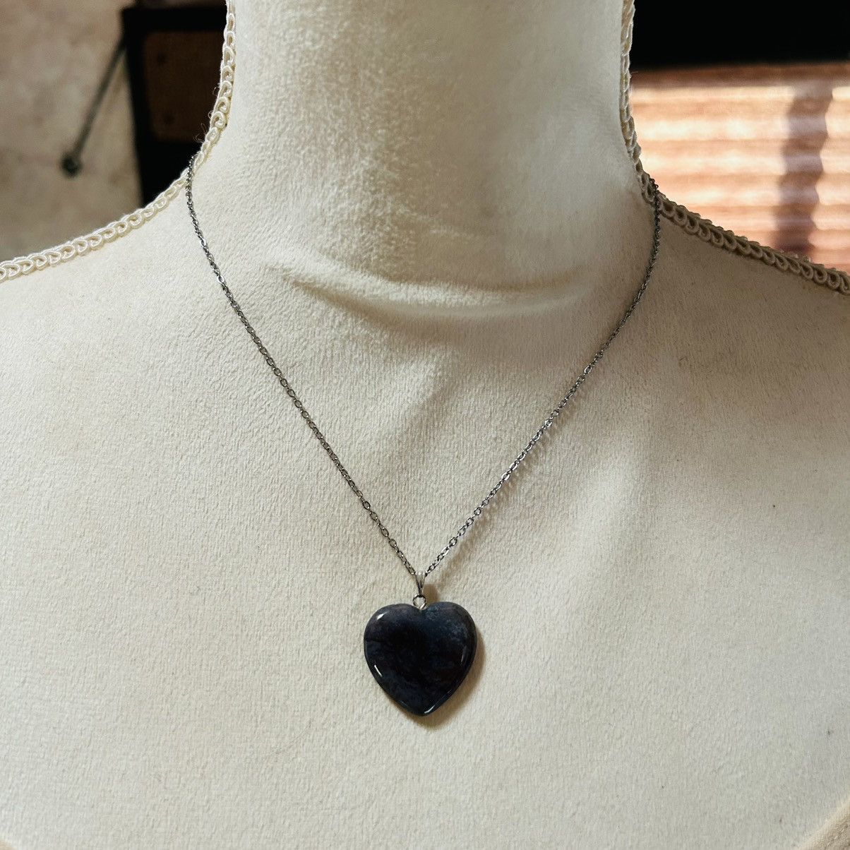 Handmade Handcrafted oriental agate stone heart pendant necklace Size ONE SIZE - 2 Thumbnail