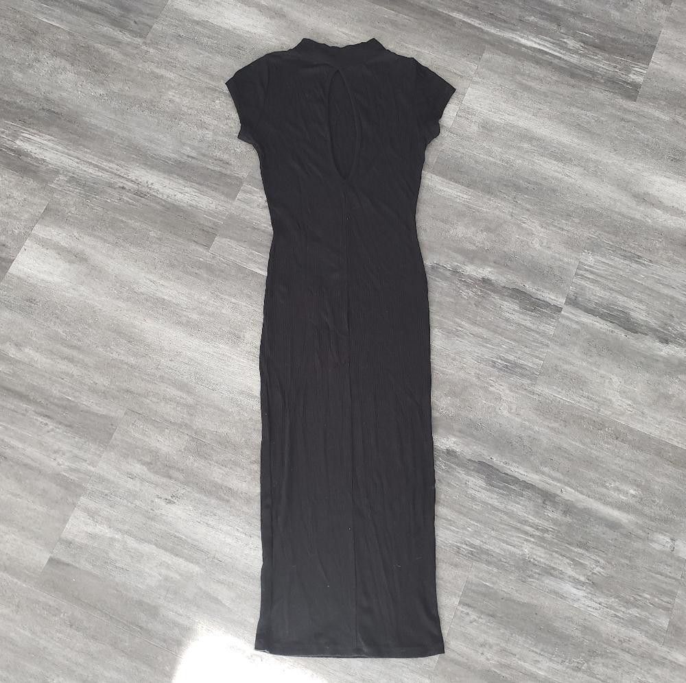Designer Black Ribbed ImagēNation Short Sleeve Maxi Size M / US 6-8 / IT 42-44 - 2 Thumbnail