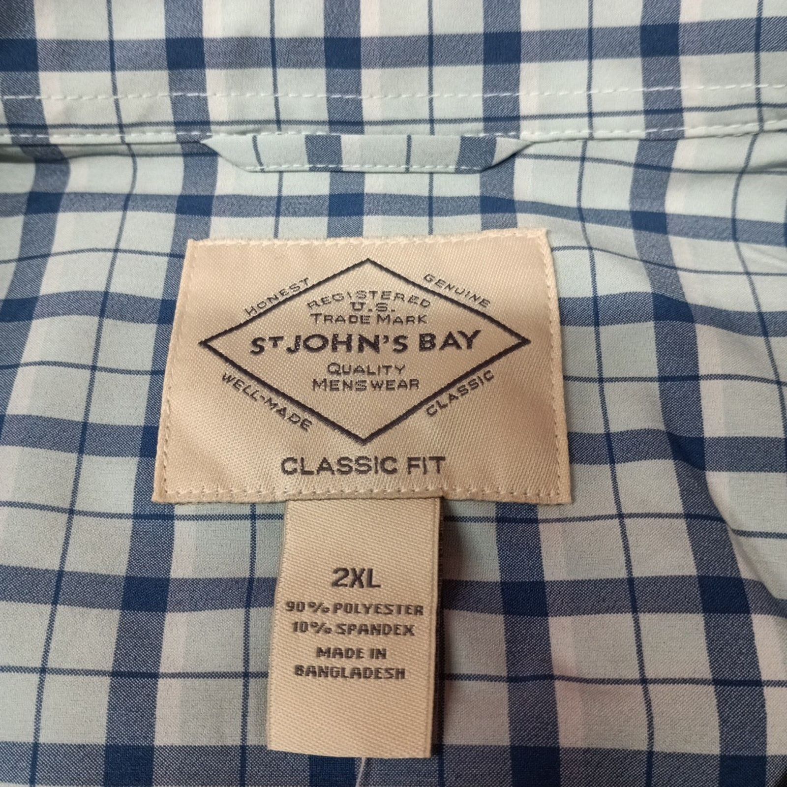 St. Johns Bay St John’s Bay Shirt Men's Size 2XL XXL Blue Haze Grid Check Size US XXL / EU 58 / 5 - 4 Thumbnail