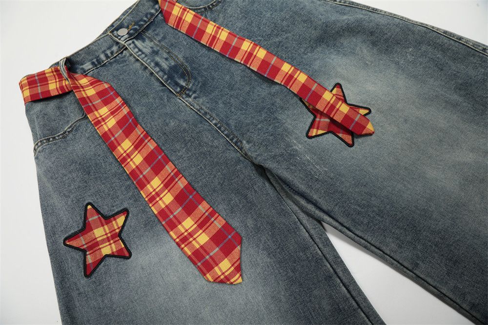 Jean Men's punk plaid washed star scimitar jeans y2k Size US 32 / EU 48 - 4 Thumbnail