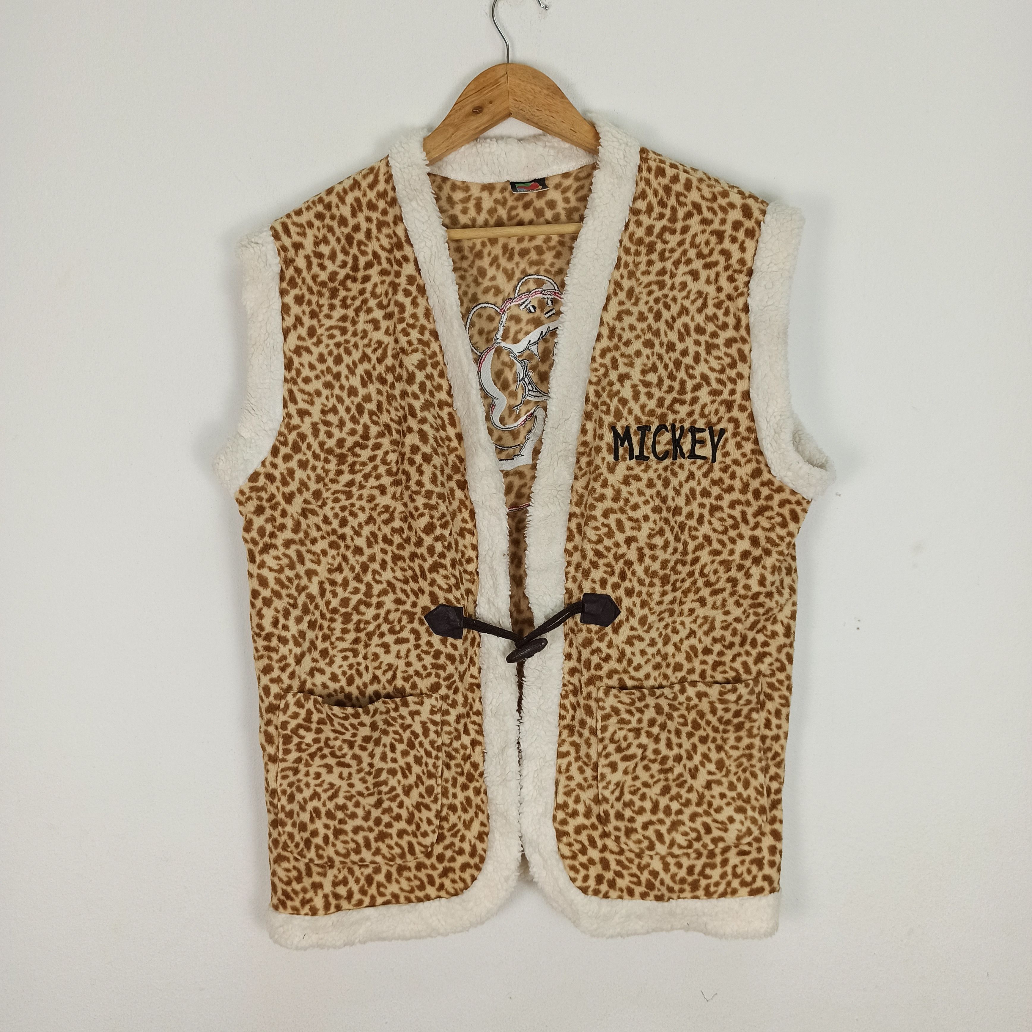 Disney Vintage Disney Mickey Mouse Leopard Vest Fleece Size US M / EU 48-50 / 2 - 4 Thumbnail