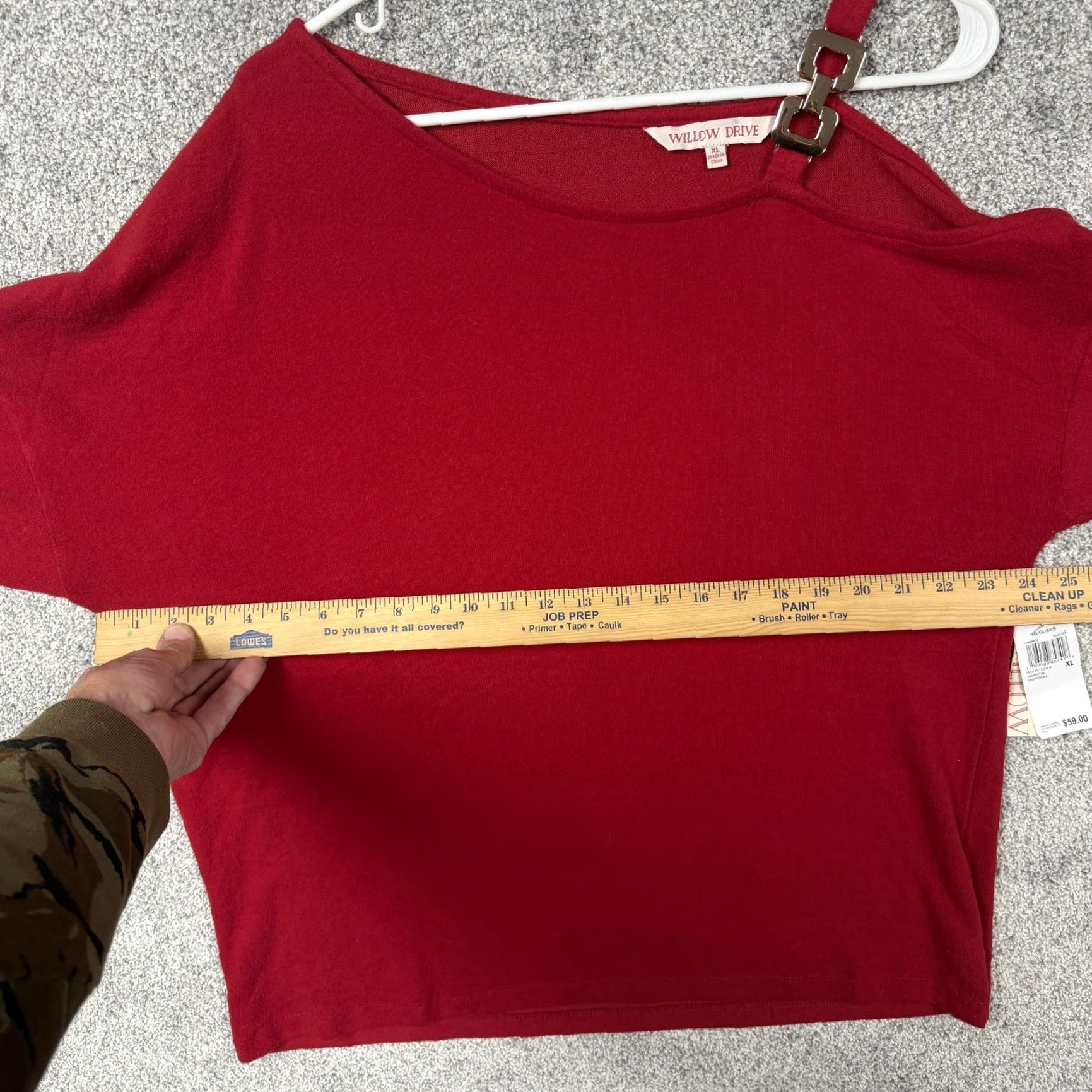 Vintage Willow Drive Blouse Womens XL Red One Shoulder Jersey Long Sleeve Casual Size XL / US 12-14 / IT 48-50 - 6 Thumbnail