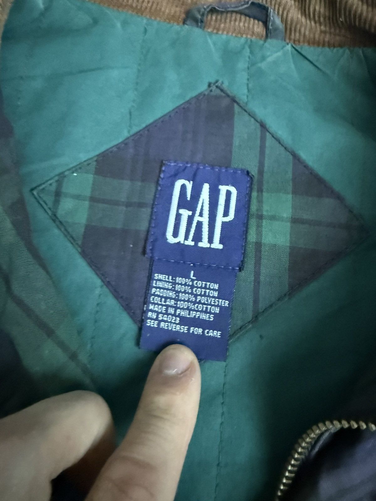 Designer × Gap × Vintage Vintage Gap navy check velvet crew jacket Size US L / EU 52-54 / 3 - 5 Thumbnail