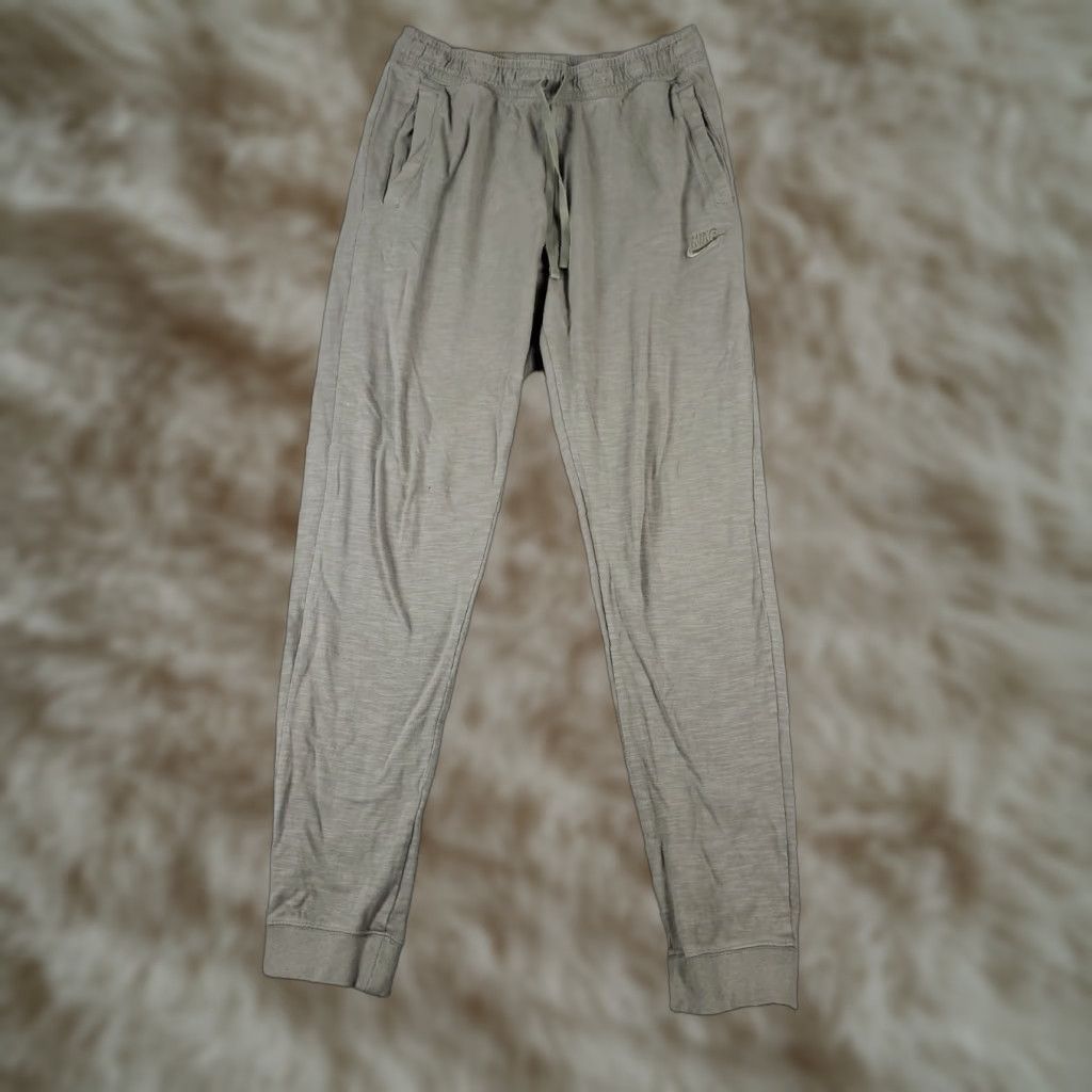 Nike Nike Pants Mens Size Medium Beige/Gray Swoosh Jogger Sweatpants Size US 31 - 1 Thumbnail