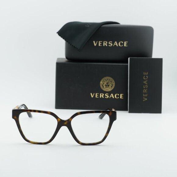 Versace Versace VE3358B 108 Eyeglasses Havana 52mm Cat Eye Frame Size ONE SIZE - 10 Thumbnail