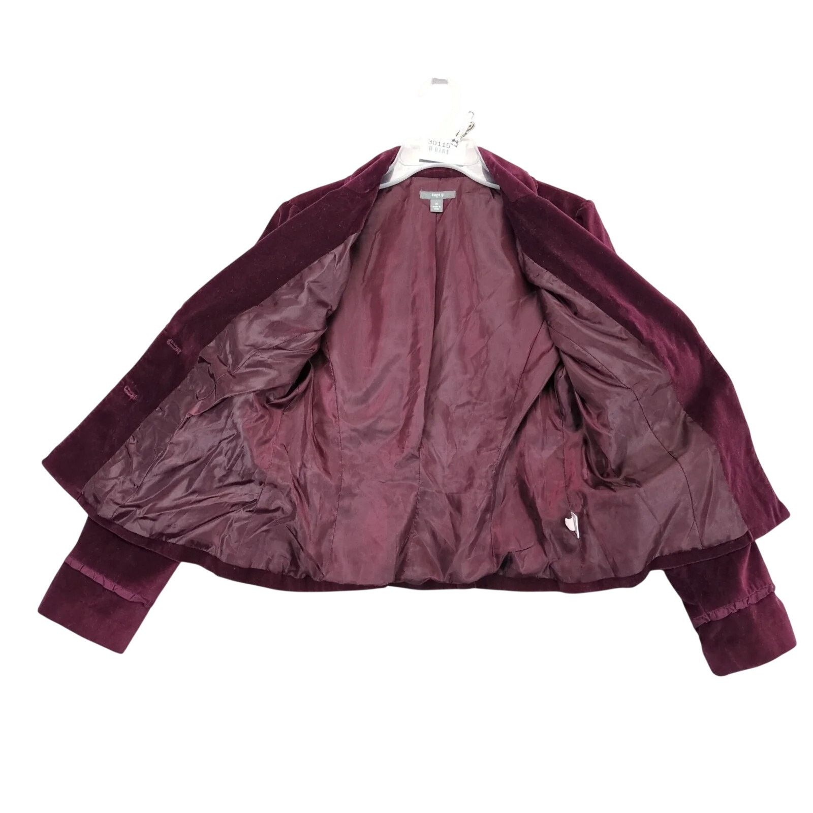 Apt. 9 Apt 9 Burgundy Velvet Velour Tier Blazer Jacket Ruffle Trim Size L / US 10 / IT 46 - 2 Thumbnail