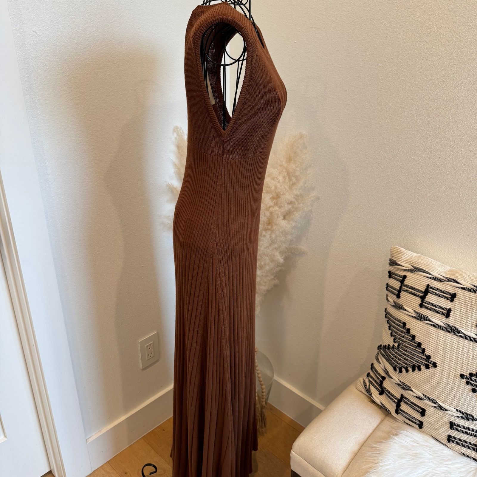 ba&sh BA&SH Essie Ribbed Knit Maxi Dress Bronze NWT Size 1-US4 Size S / US 4 / IT 40 - 3 Thumbnail