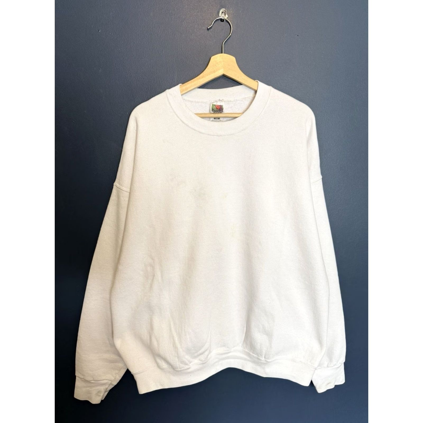 Fruit Of The Loom VINTAGE Fruit Of The Loom Sweatshirt Shirt 2XL Men White 90s Pullover Cotton Size US XXL / EU 58 / 5 - 3 Thumbnail